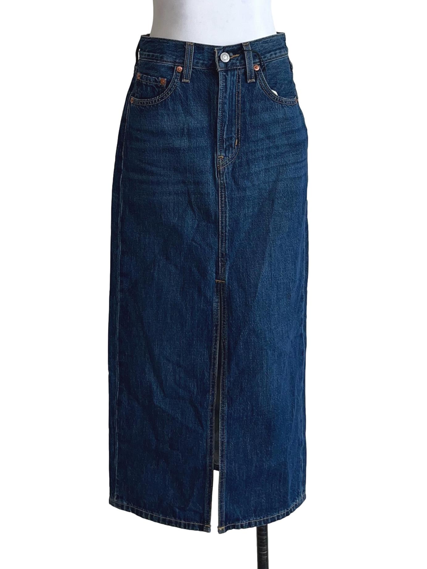 Denim Blue Jeans Midi Skirt