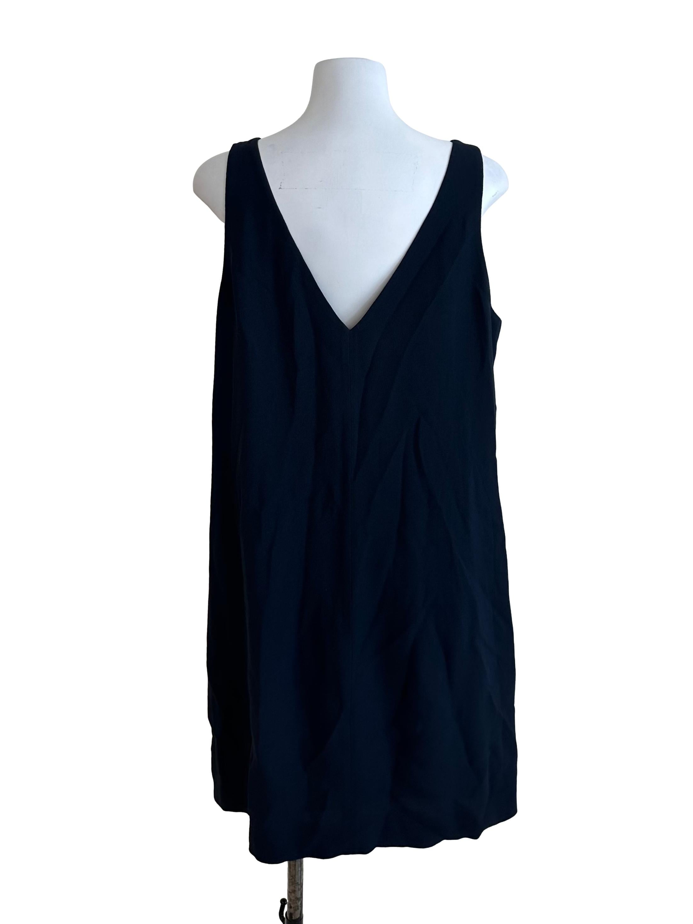 Navy Blue V Neck Shift Dress