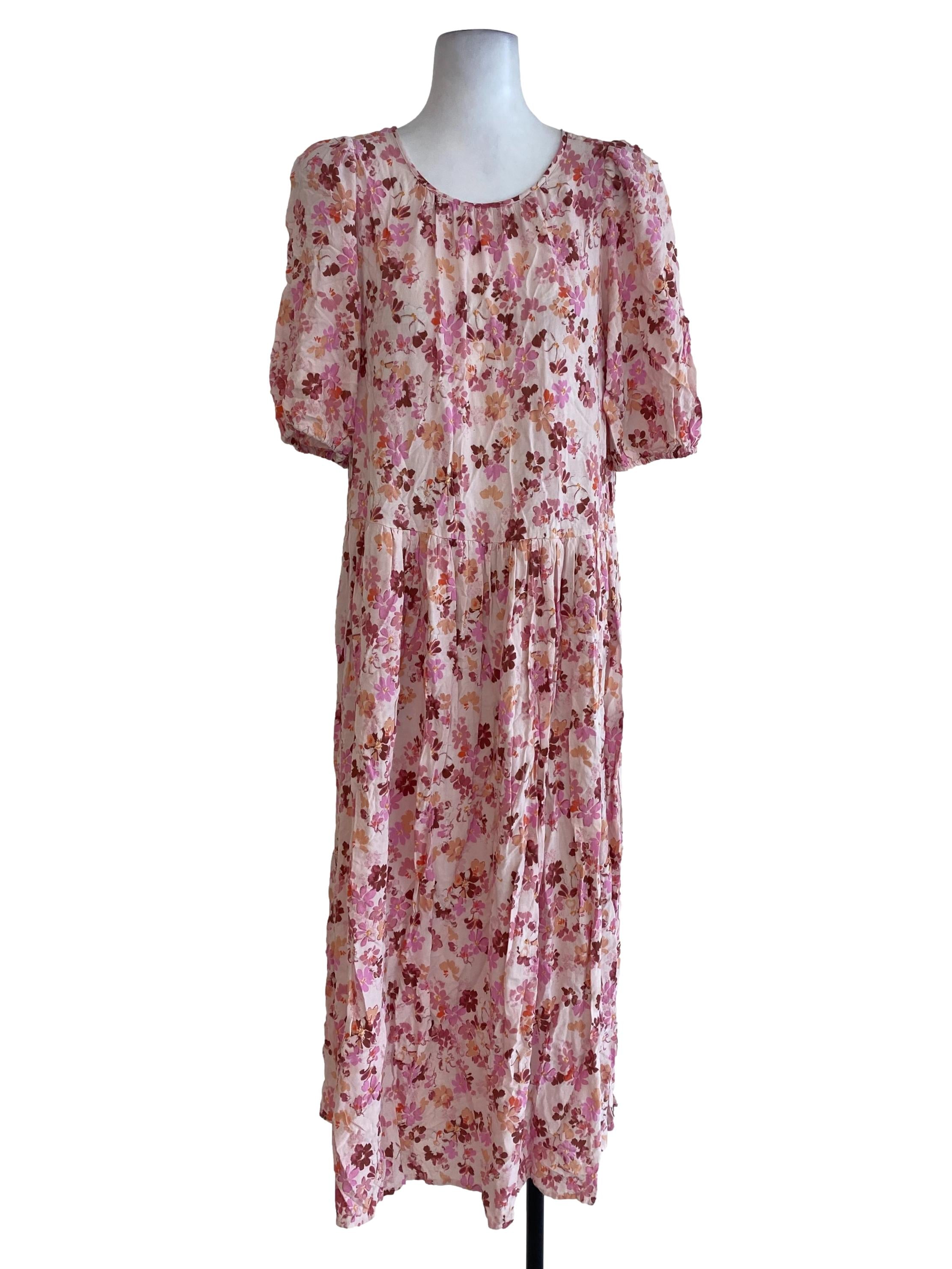 Pink Floral Blouson Dress