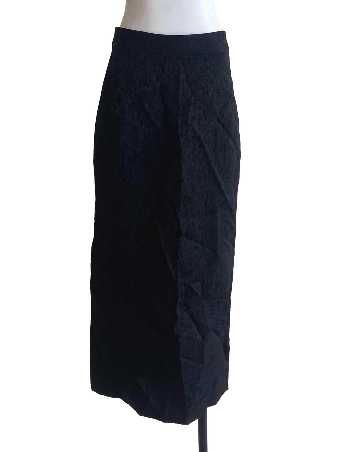 Black Floral Slit Tube Skirt