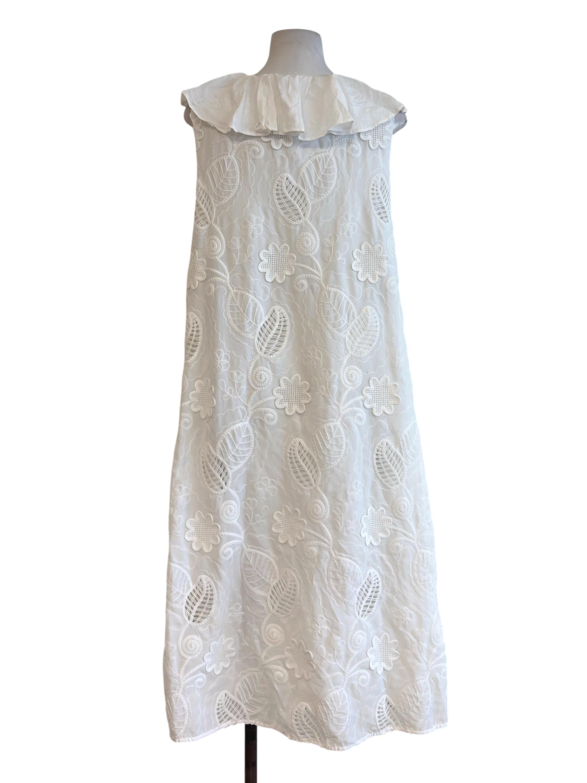 Daisy White Floral Embroidered Midi Dress