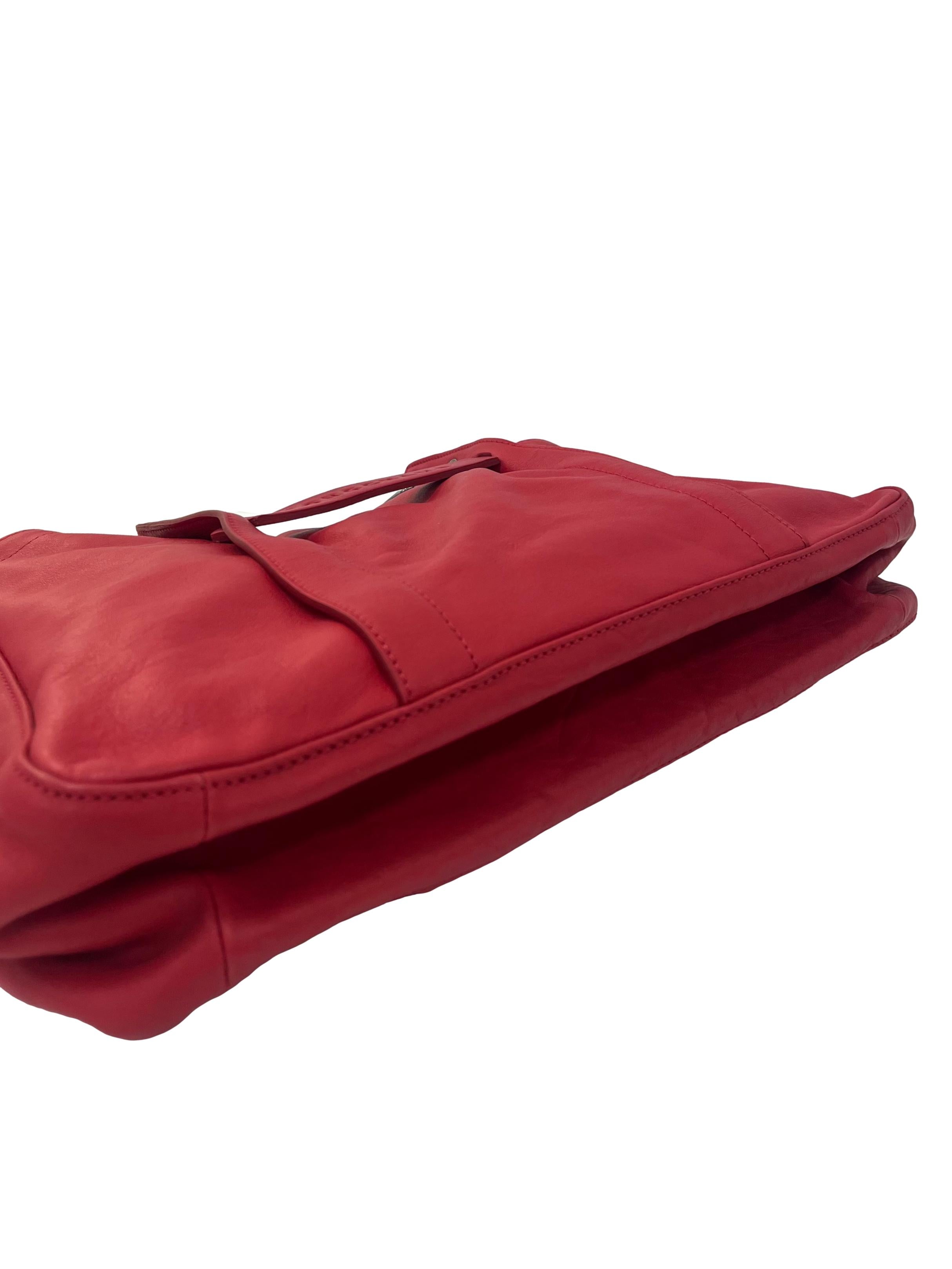 Red Handbag With Detachable Crossbody Strap