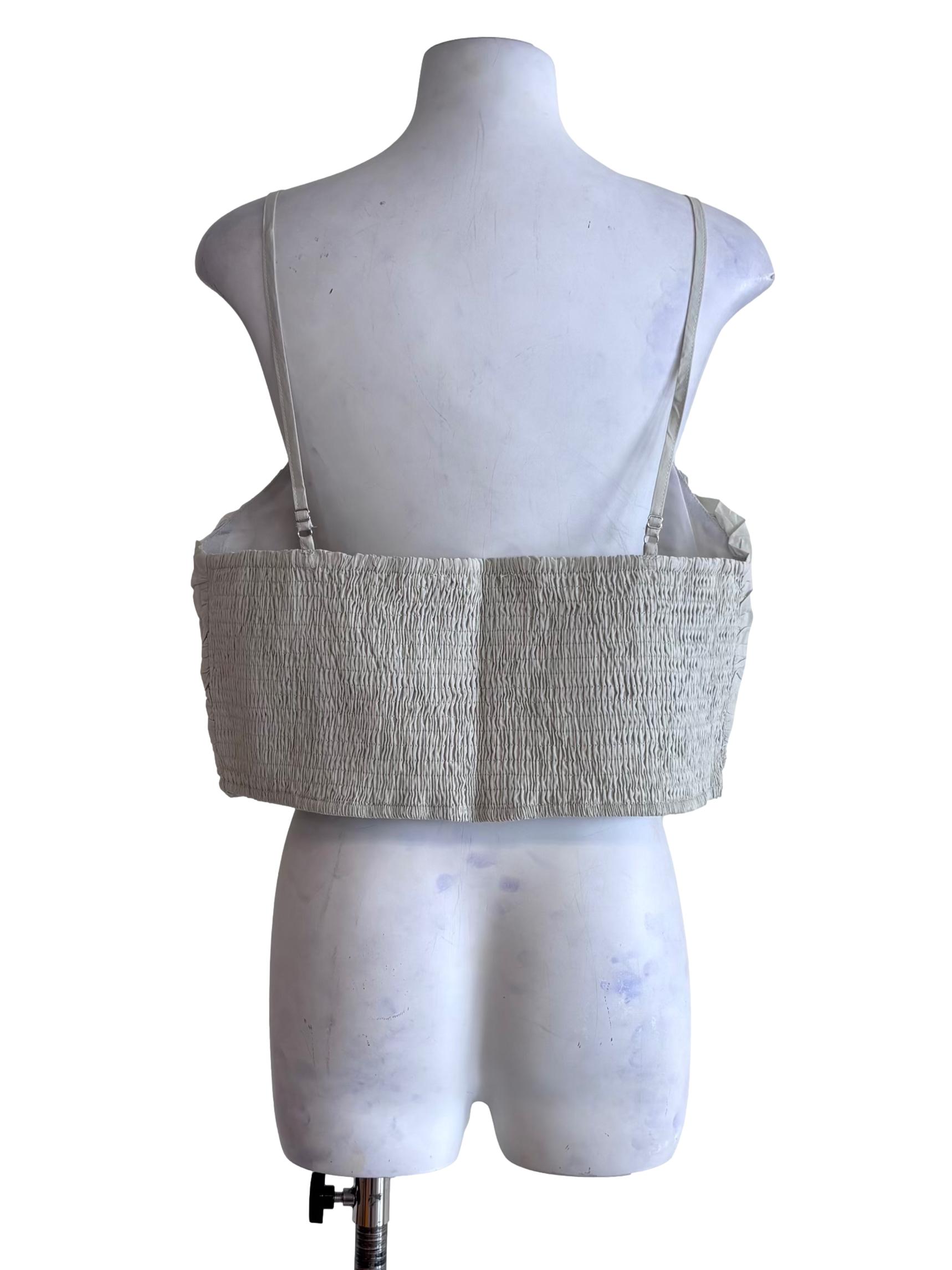 Light Grey Eryn Ruched Side Crop Top