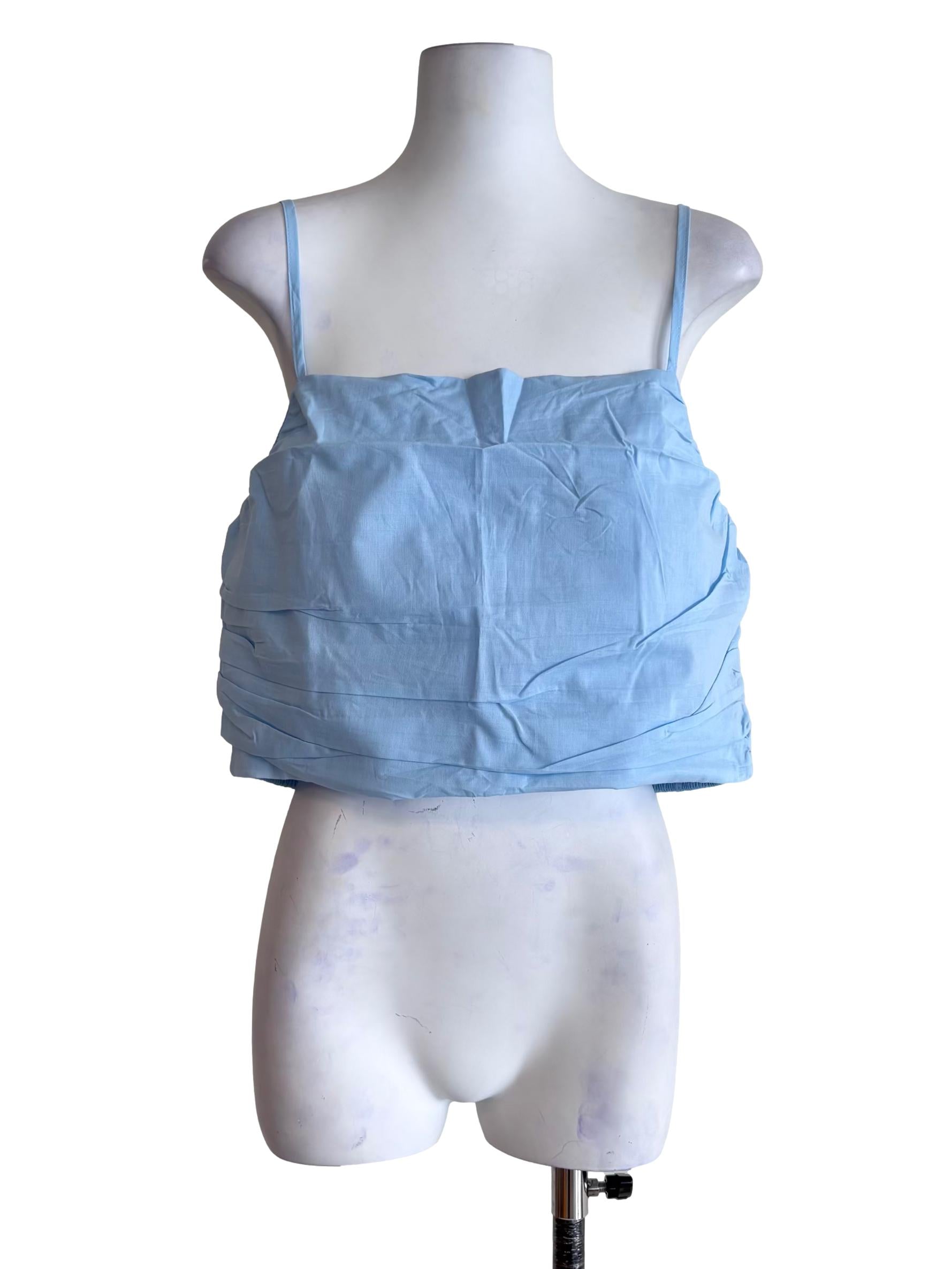 Light Blue Eryn Ruched Side Crop Top