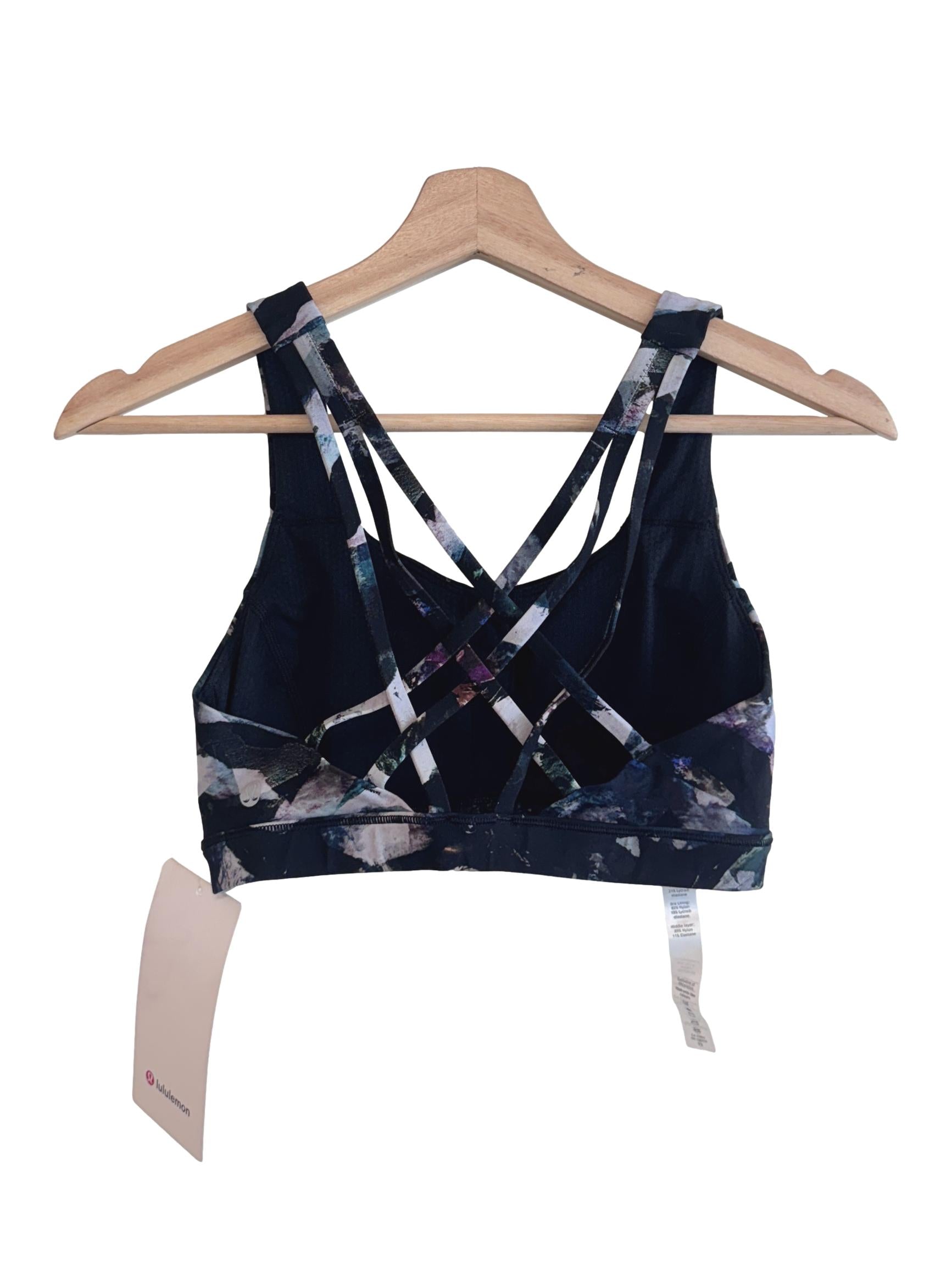 Black Abstract Sports Bra
