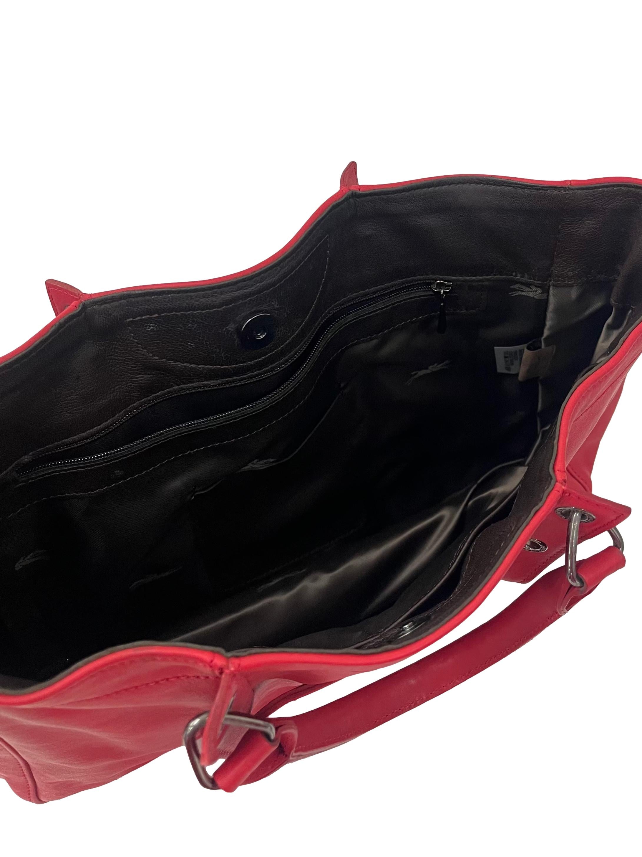 Red Handbag With Detachable Crossbody Strap