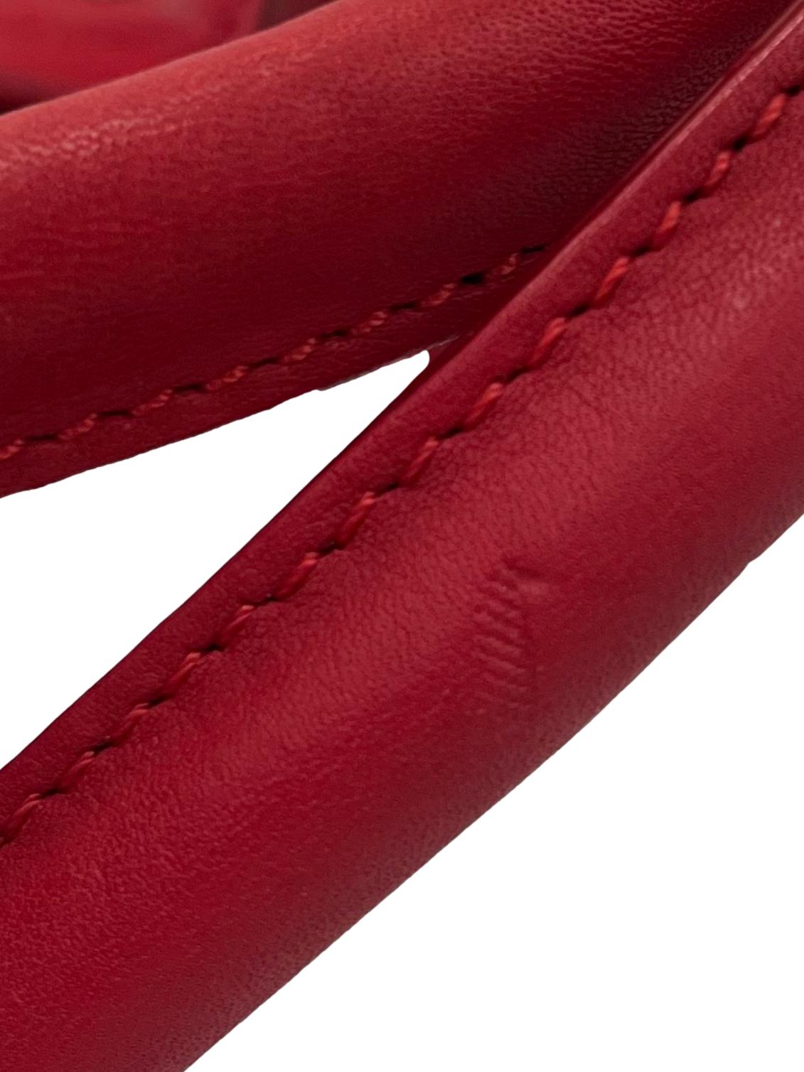 Red Handbag With Detachable Crossbody Strap