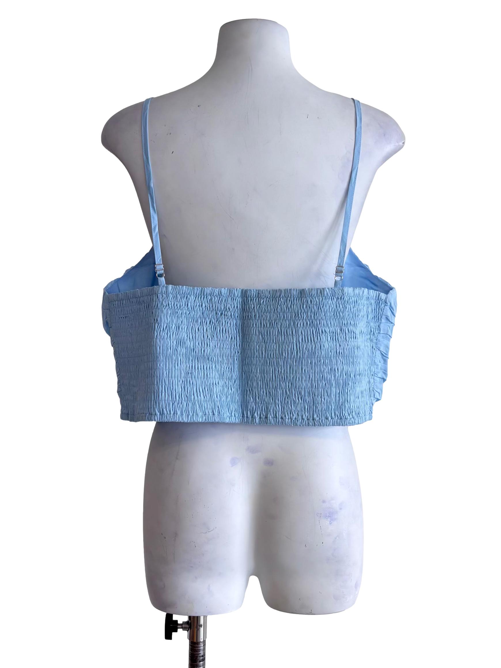 Light Blue Eryn Ruched Side Crop Top