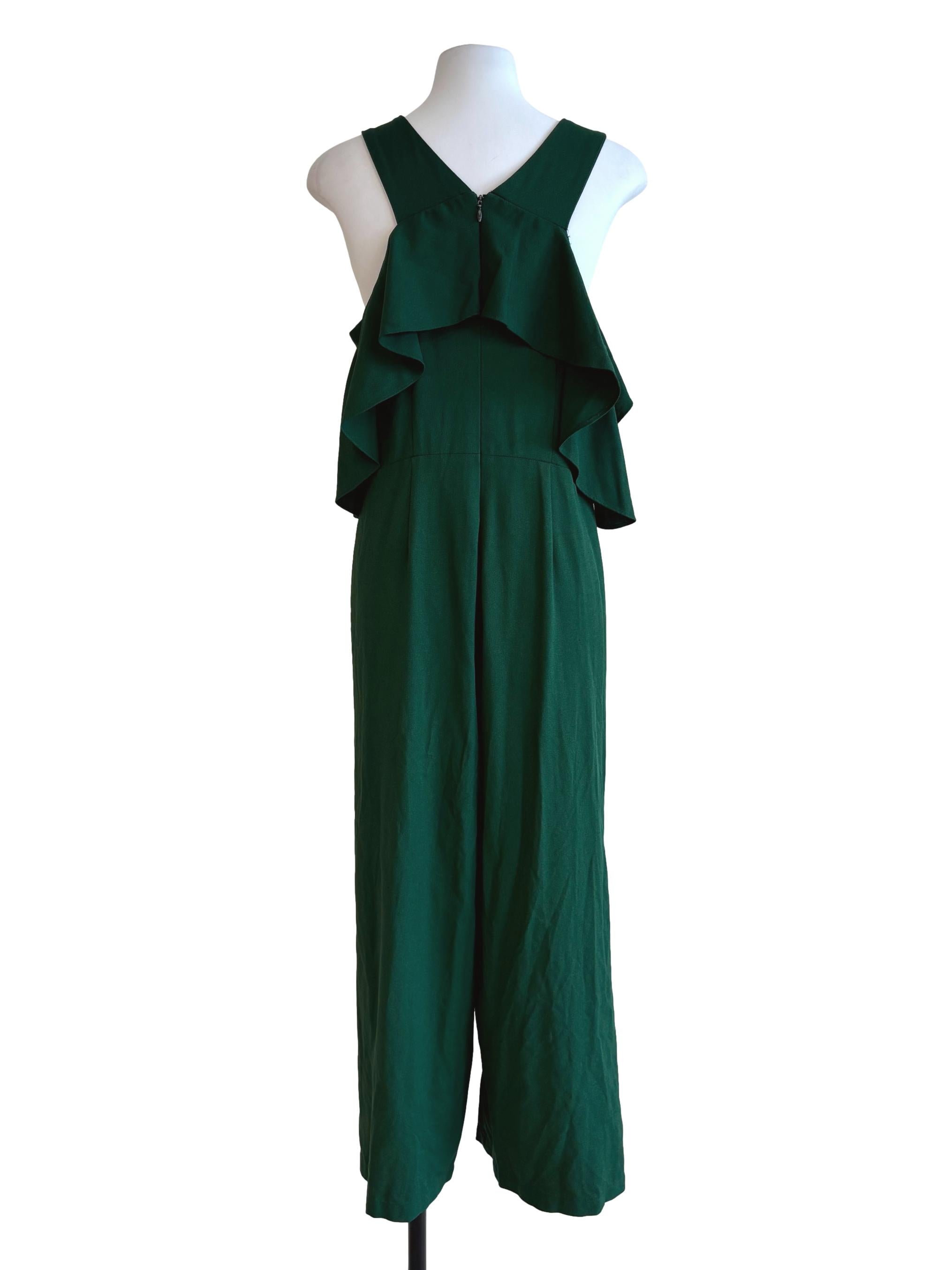 Forest Green Sleeveless Ruffle Jumpsuit