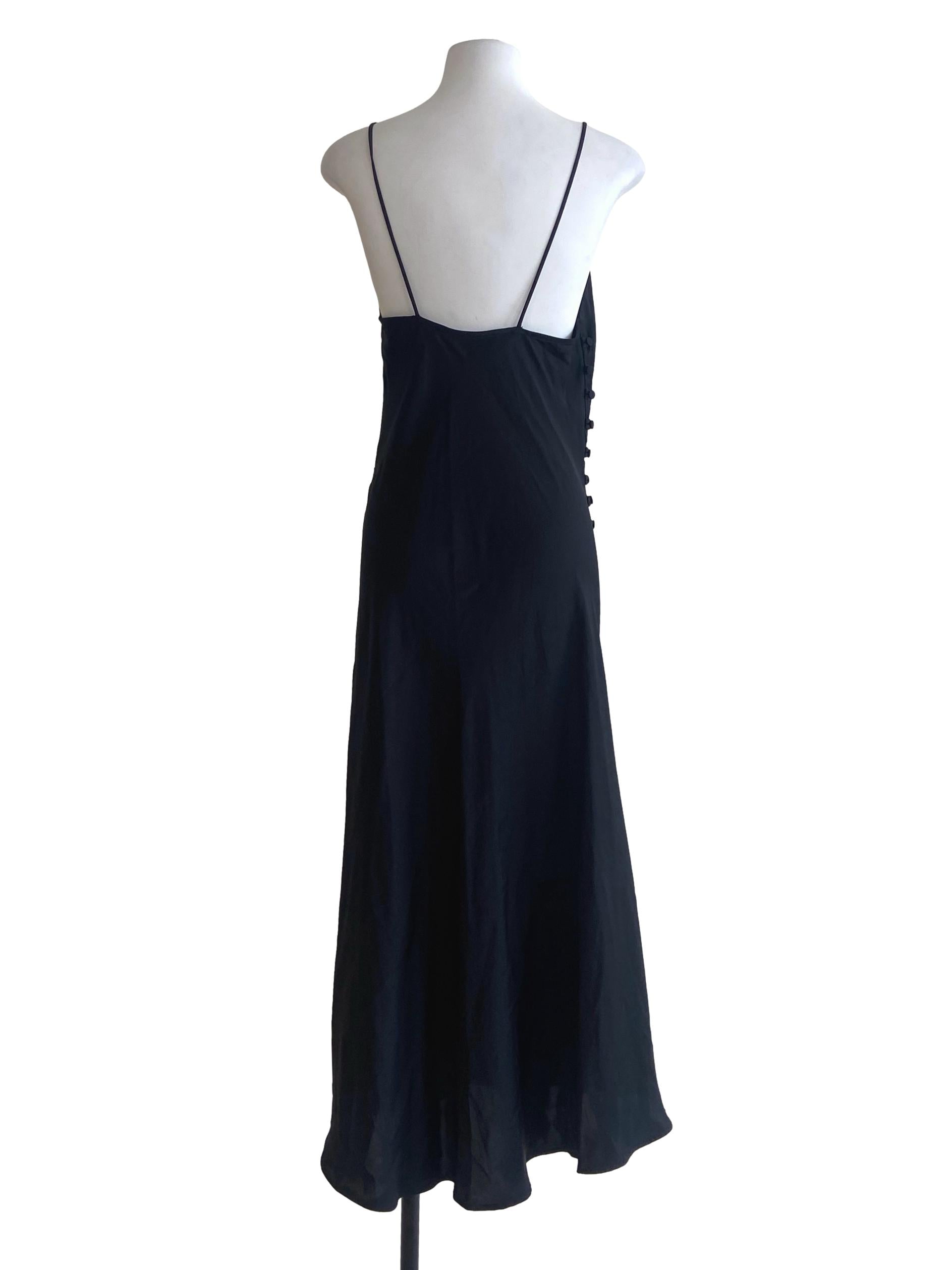 Black Spaghetti Straps Cowl Slip Dress