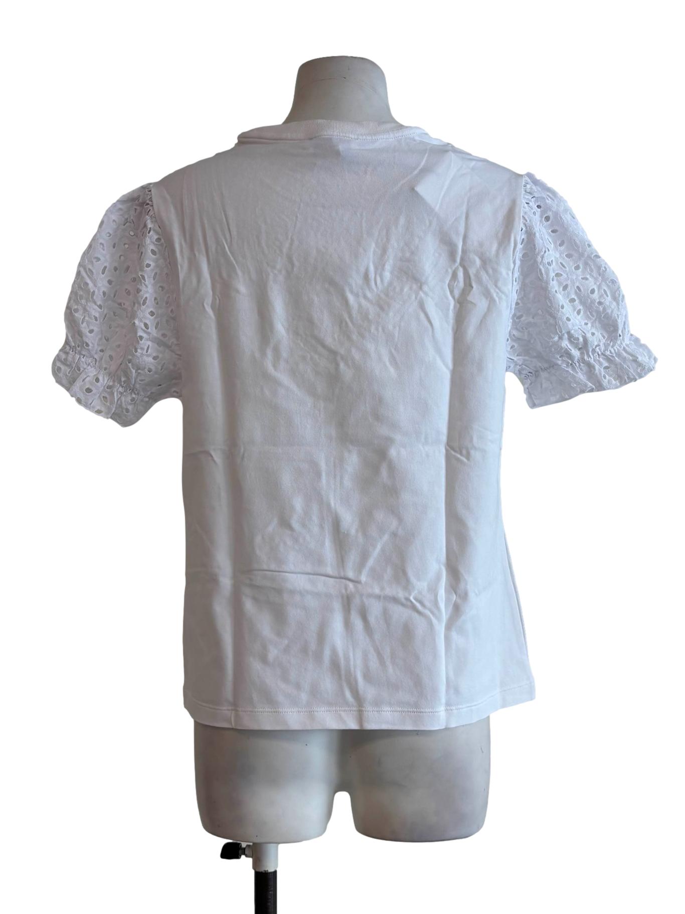 White Lace Sleeve Graphic Tee