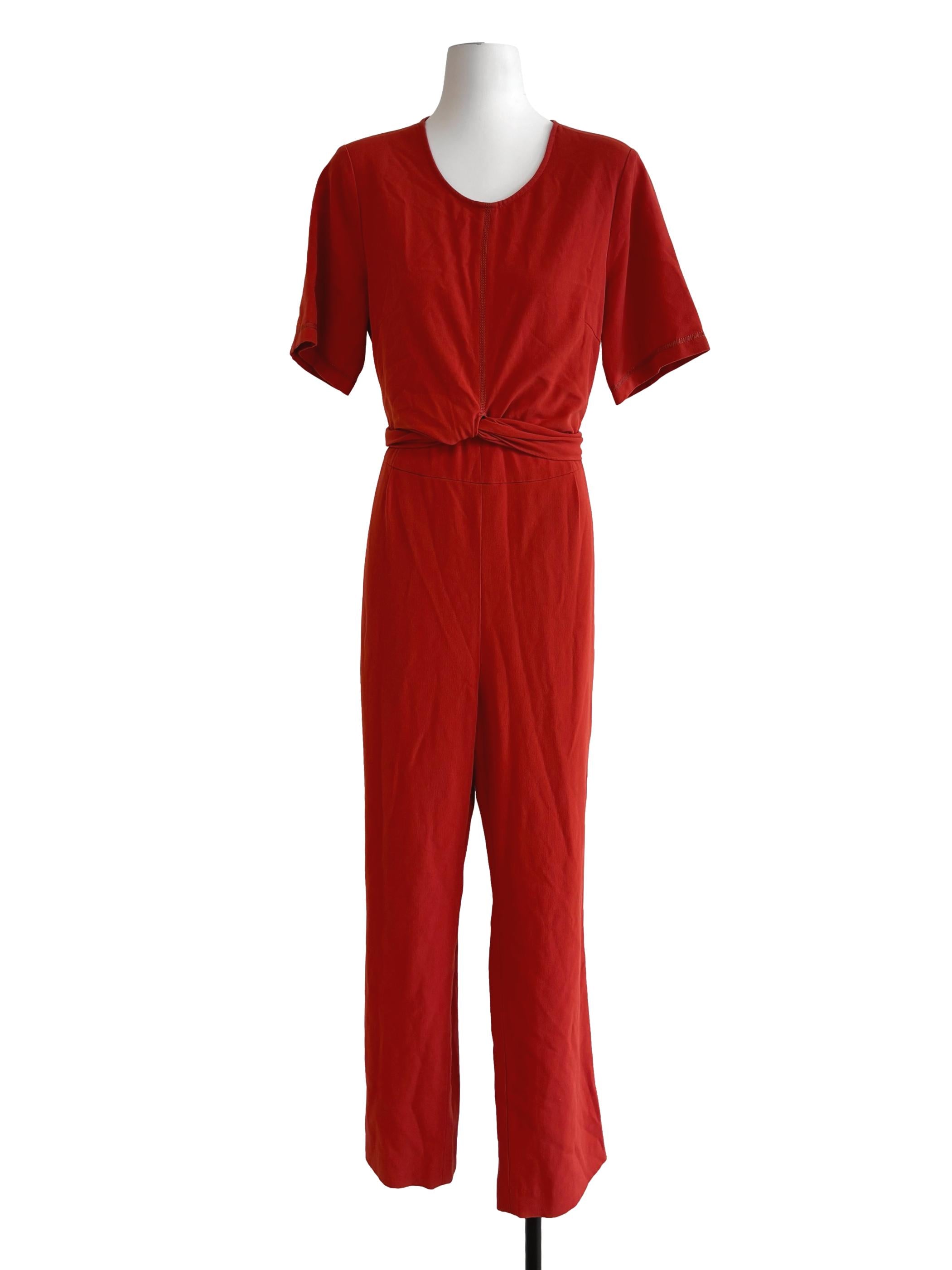 Flame Orange Short Sleeve Jumpsuit