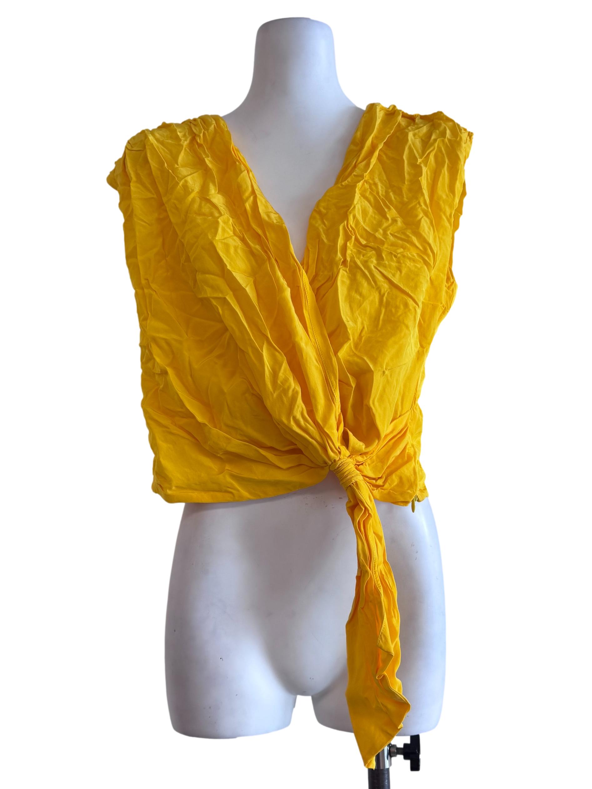 Yellow V Neck Sleeveless Top