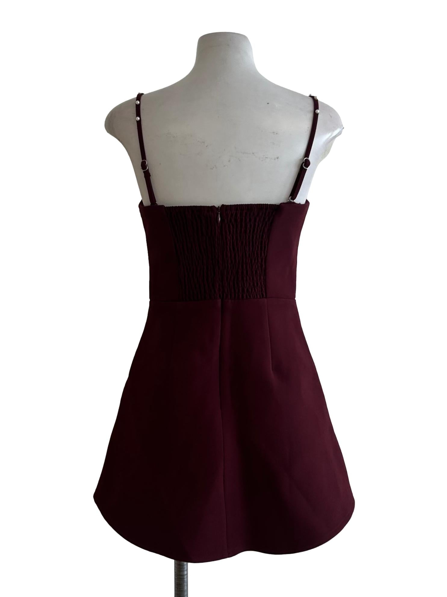 Maroon A-Line Mini Dress