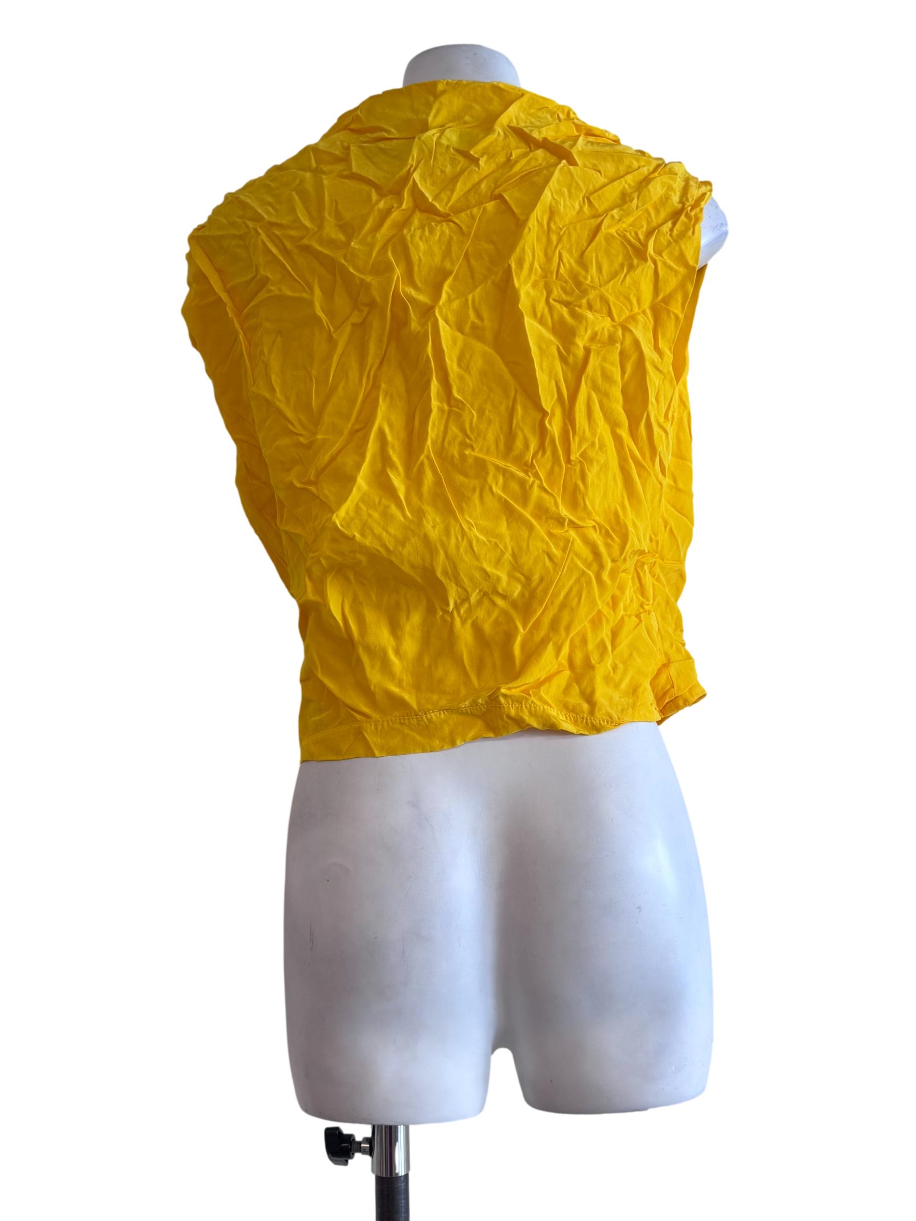 Yellow V Neck Sleeveless Top