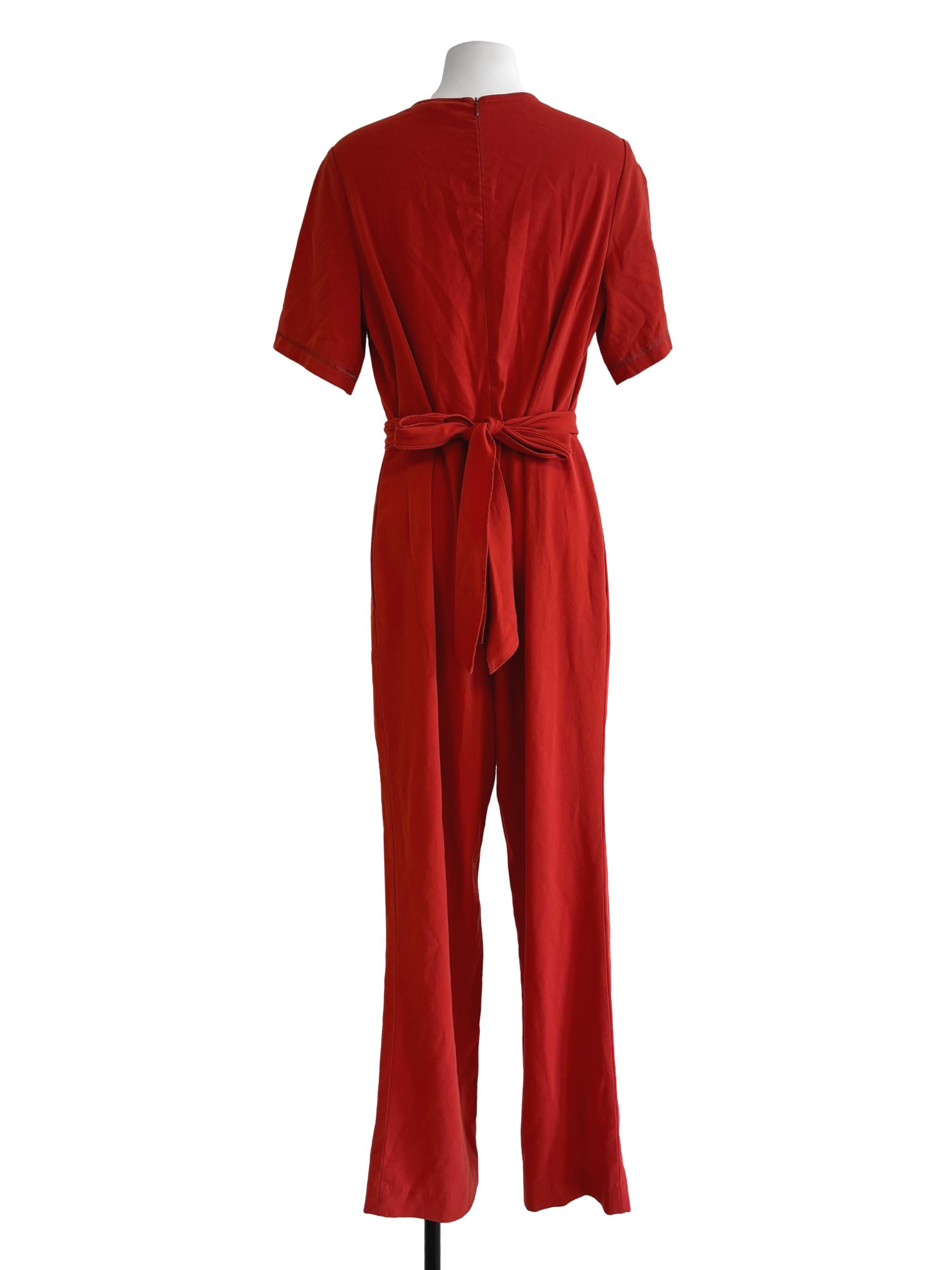 Flame Orange Short Sleeve Jumpsuit