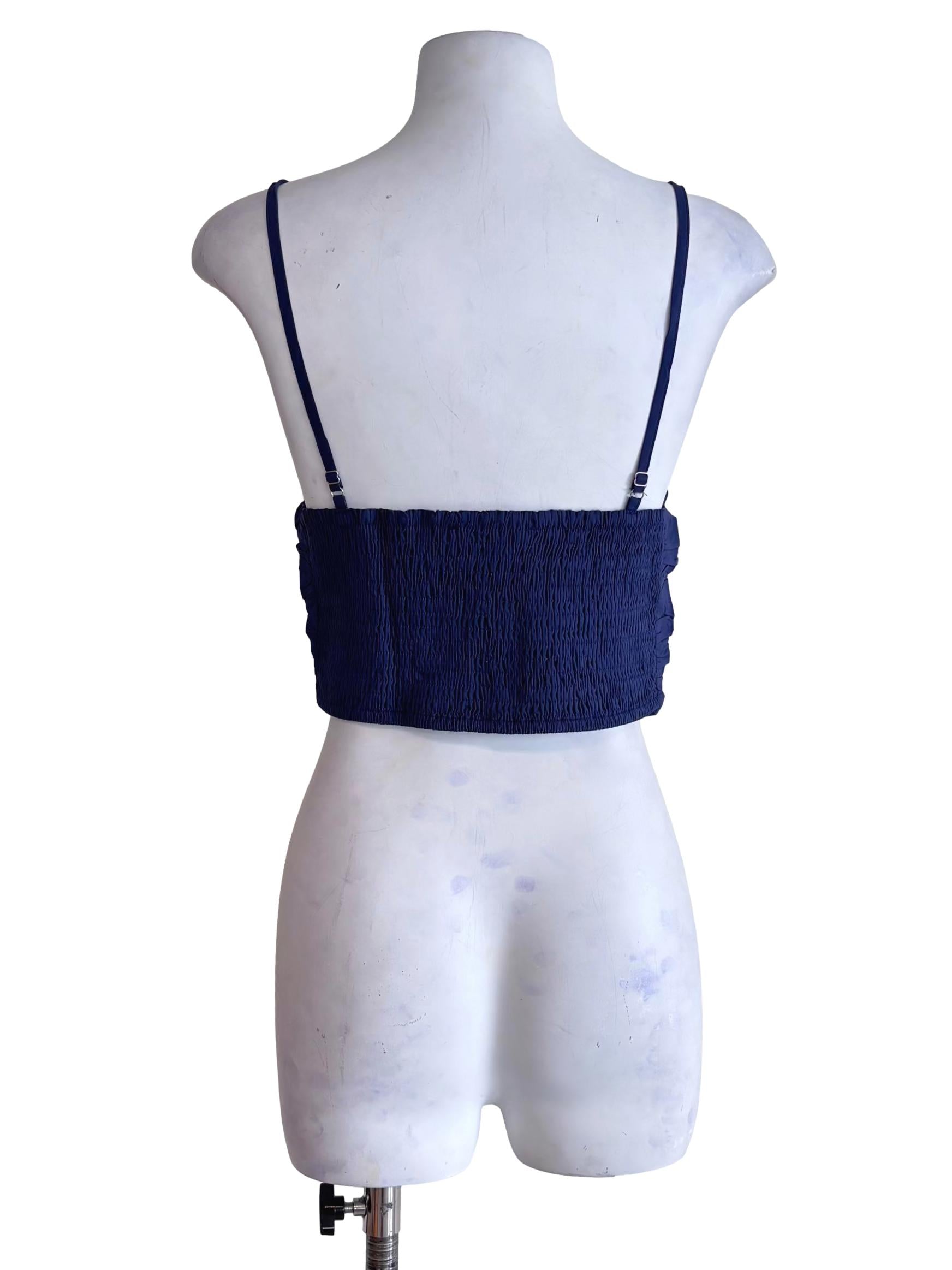 Blue Eryn Ruched Side Crop Top