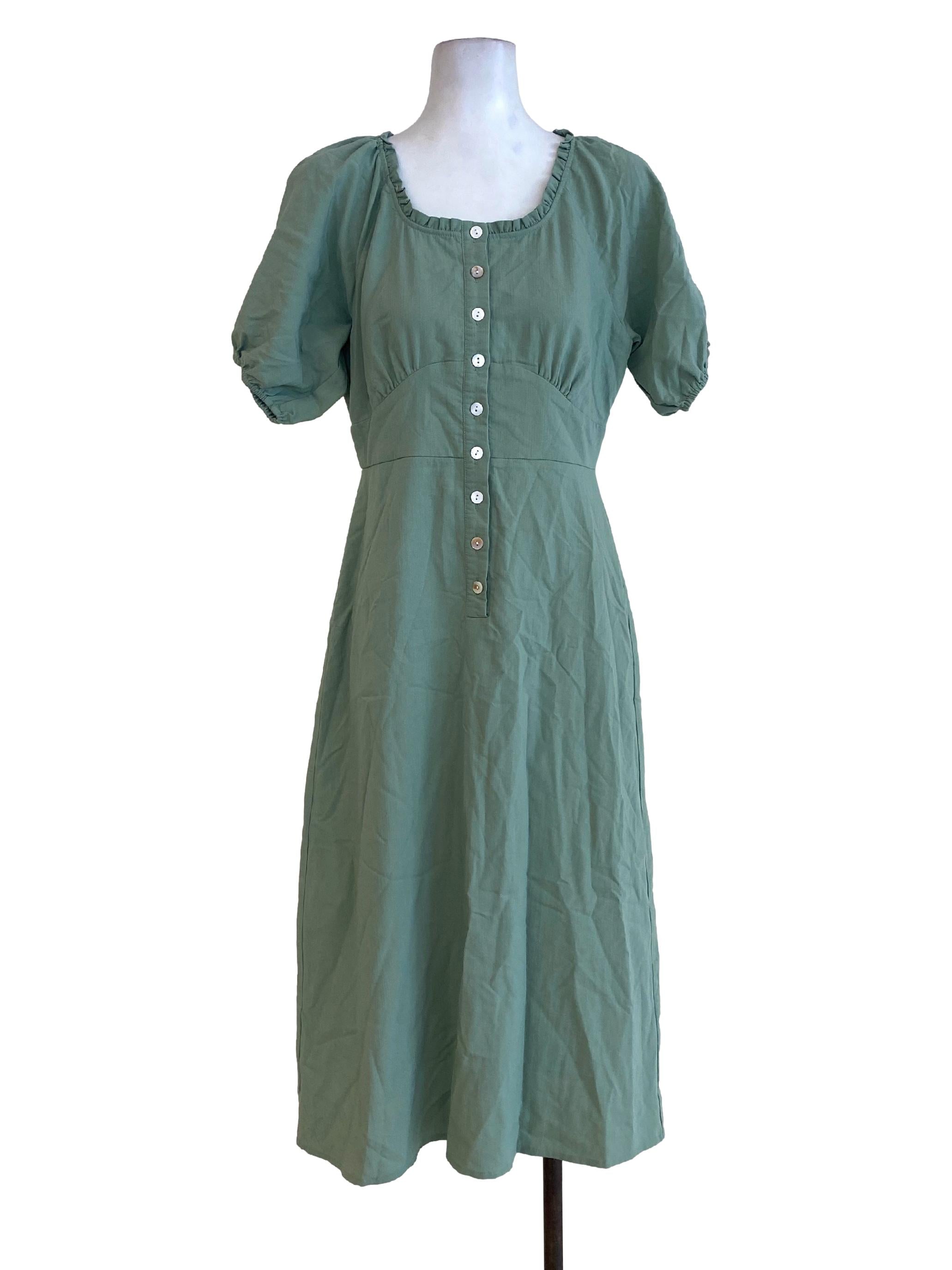 The Closet Lover Green Short Sleeve Empire Dress | REFASH