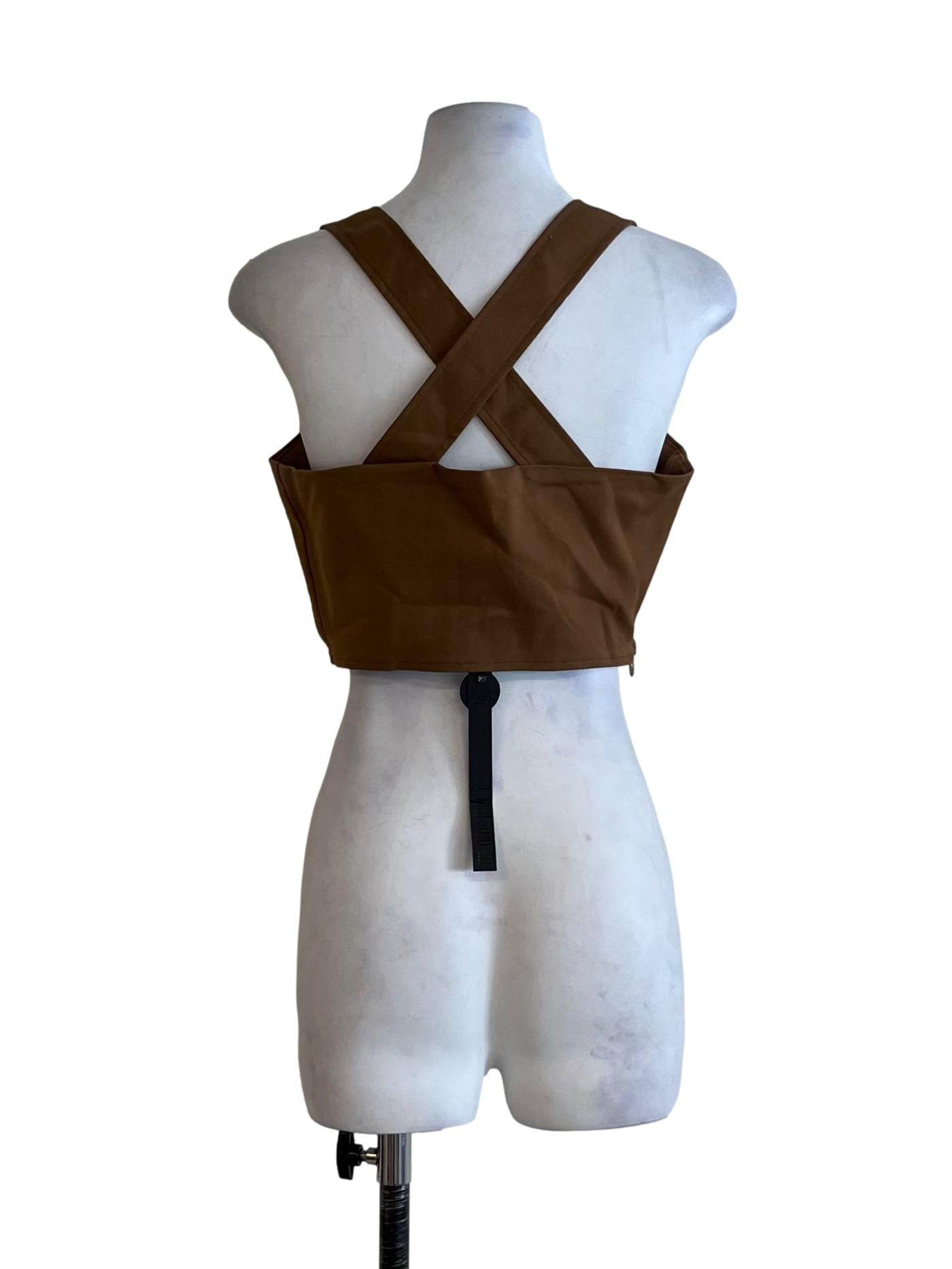 Tawny Brown Square Neckline Cropped Top YHF