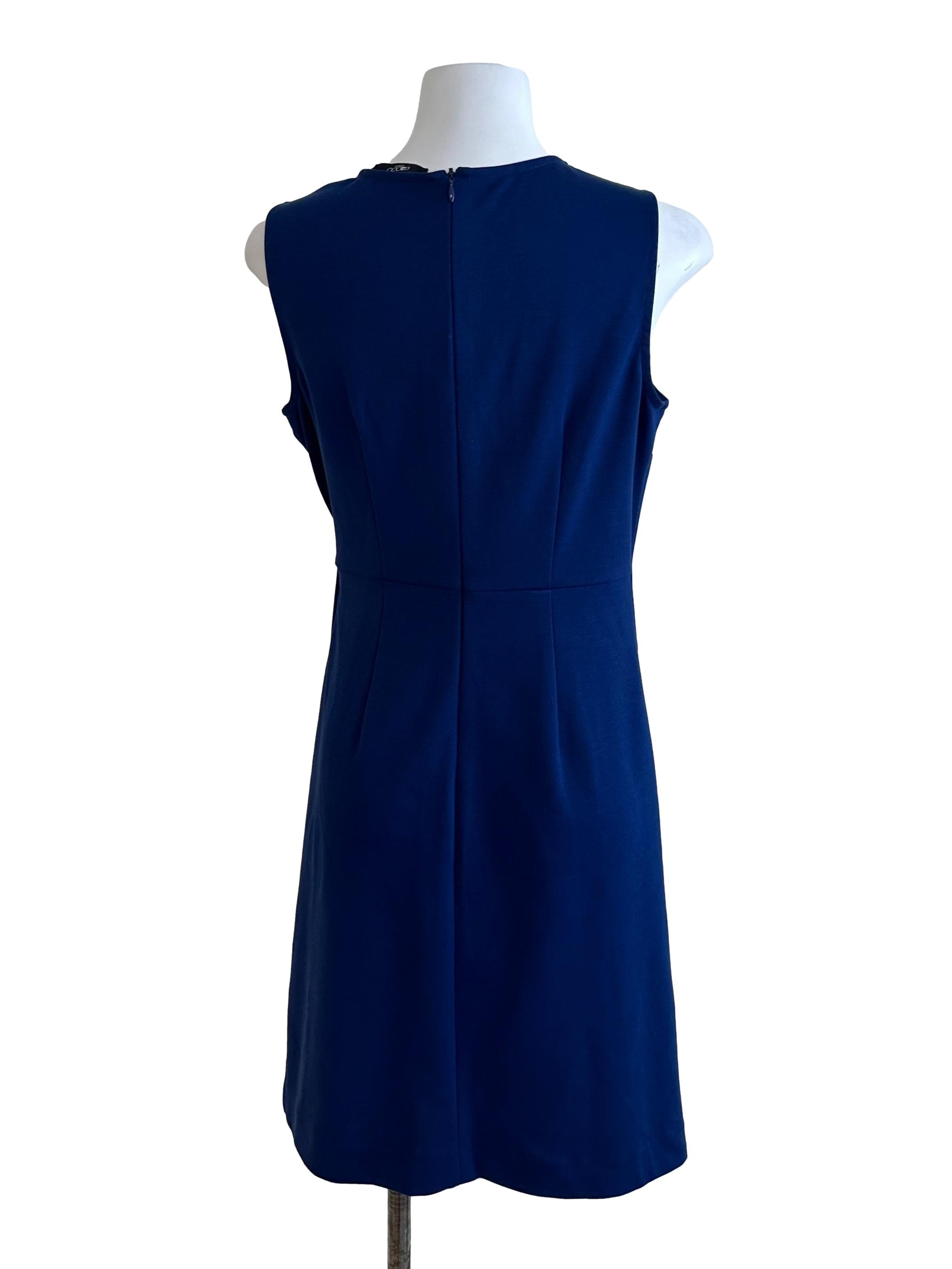 Navy Blue Side Tie Round Neck Dress