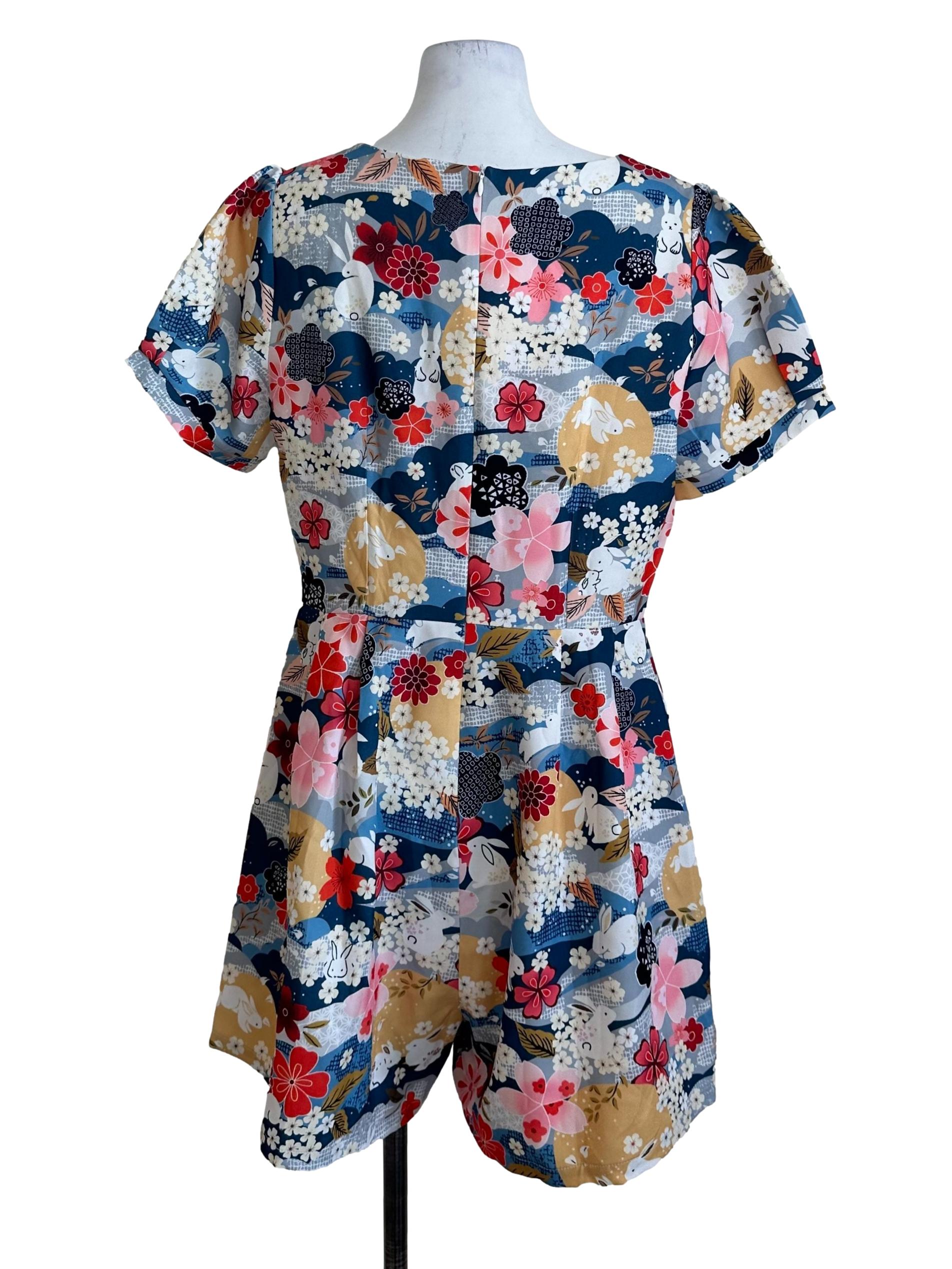 Mulitcolour Pattern Square Neck Rompers