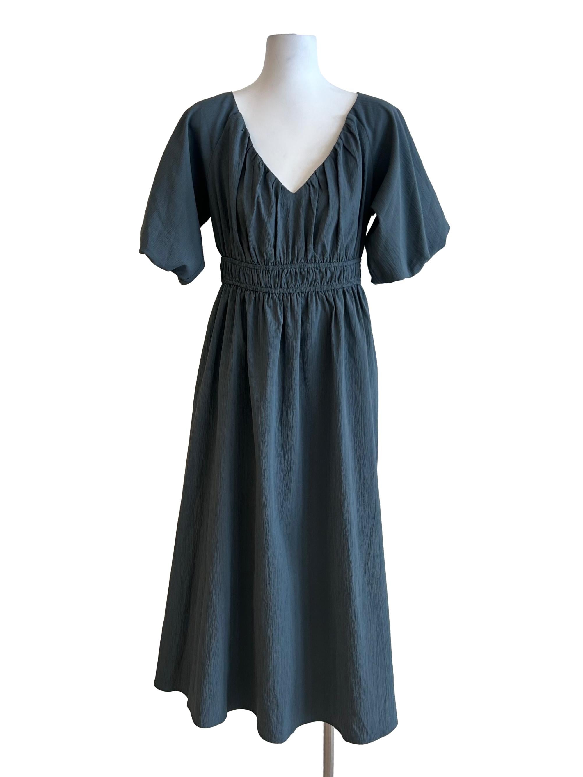 Stone Blue Textured Midi Dress LB