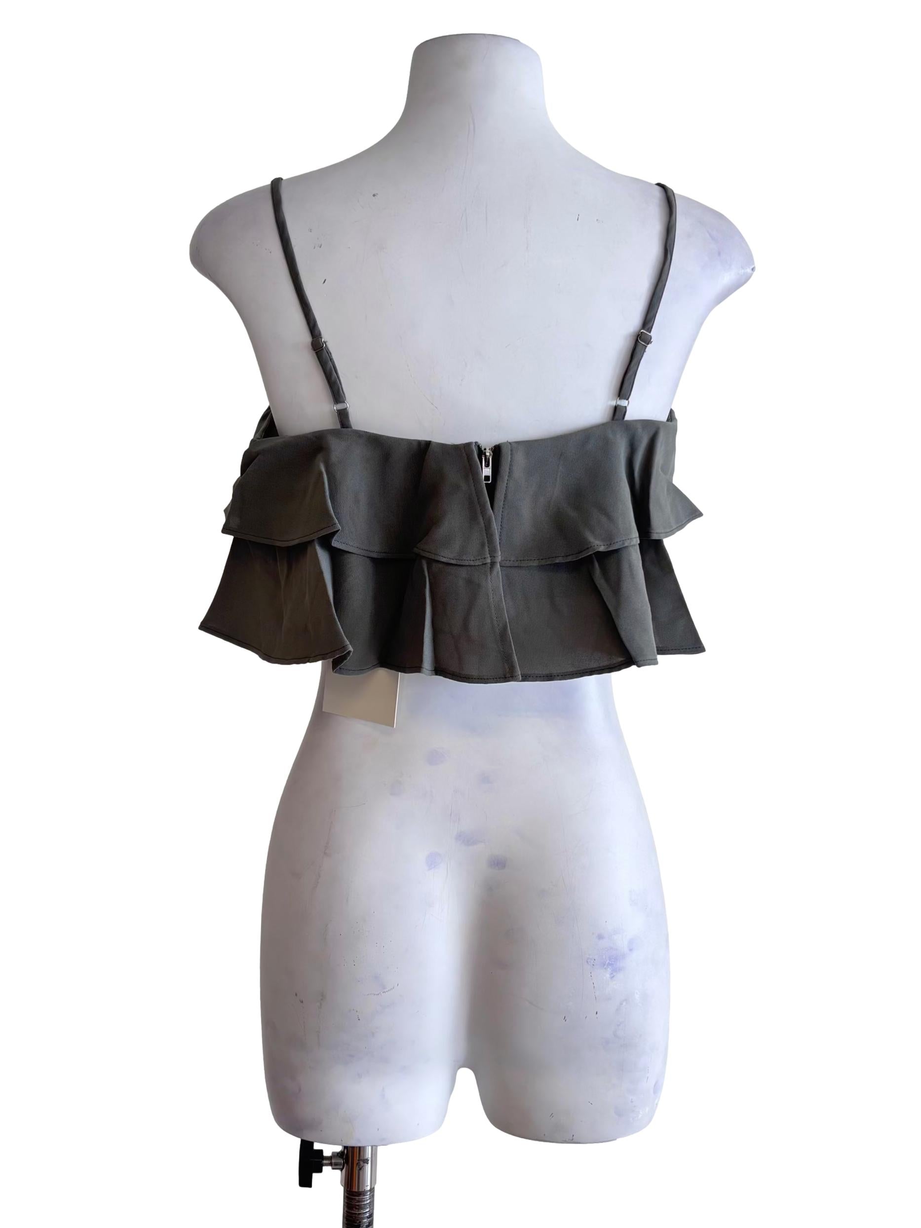 Dark Green Kallie Ruffles Crop Top