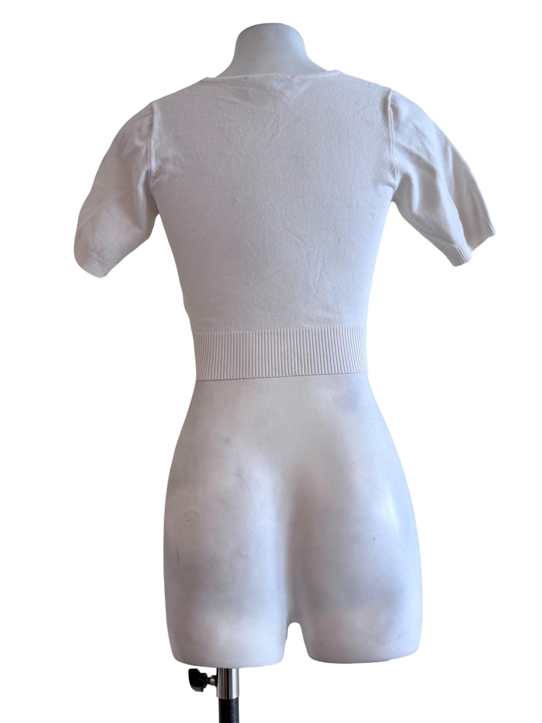 White V Neck Crop Top