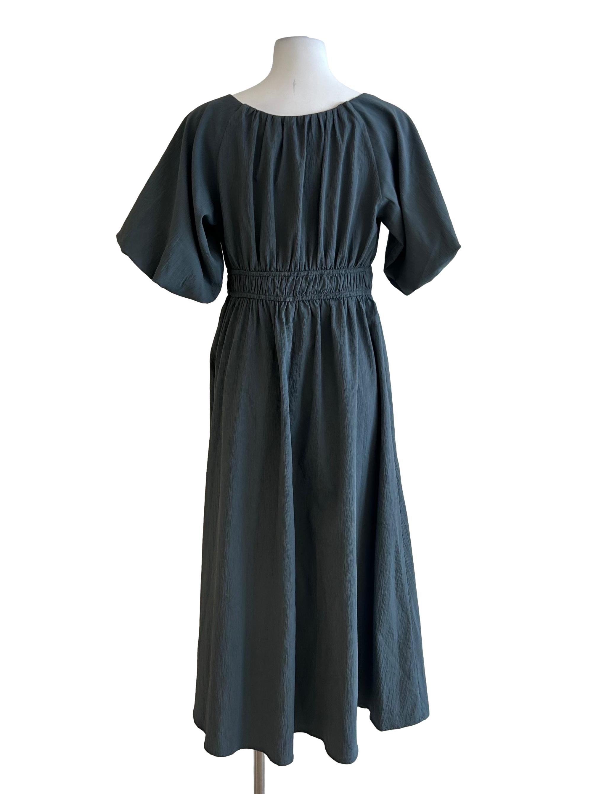 Stone Blue Textured Midi Dress LB