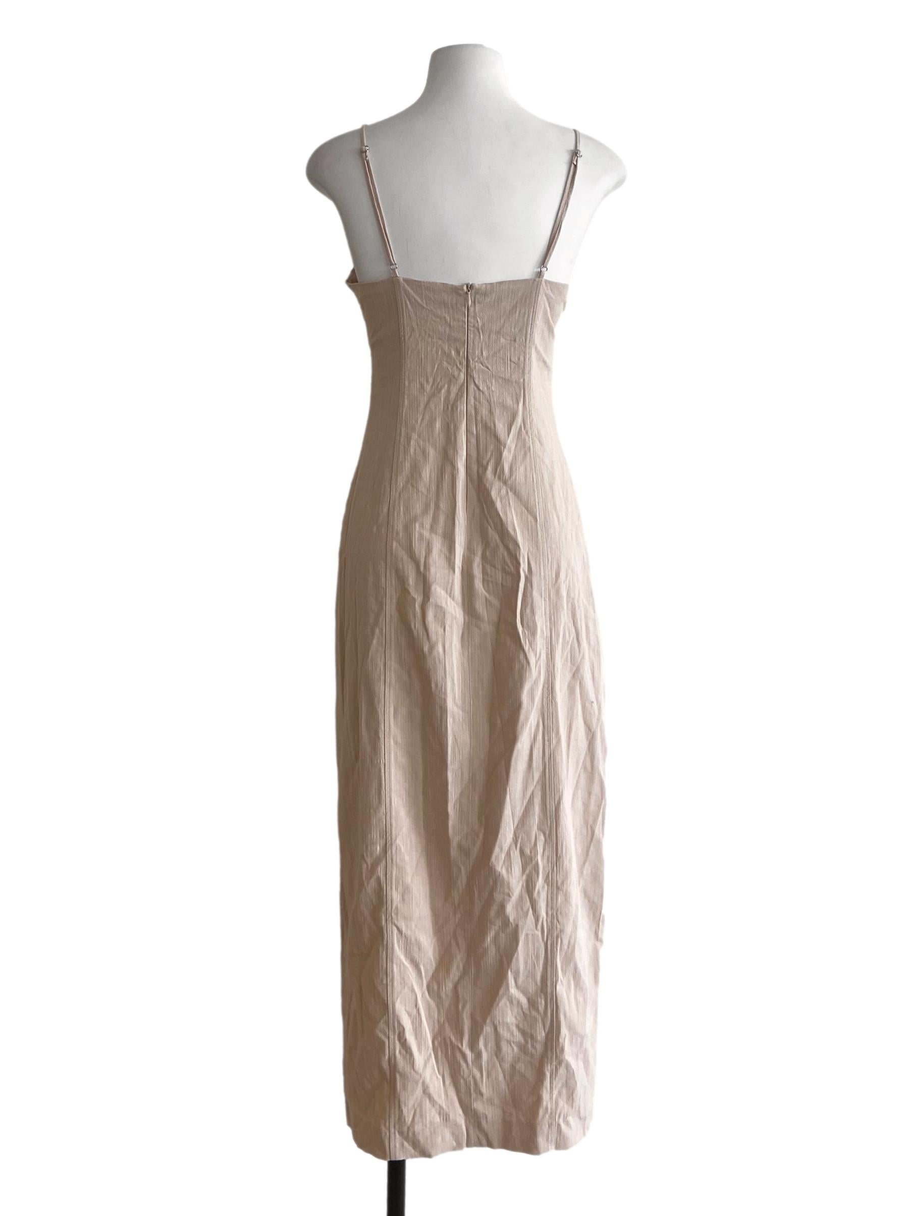 Parchment Beige Slit Fit Empire Dress