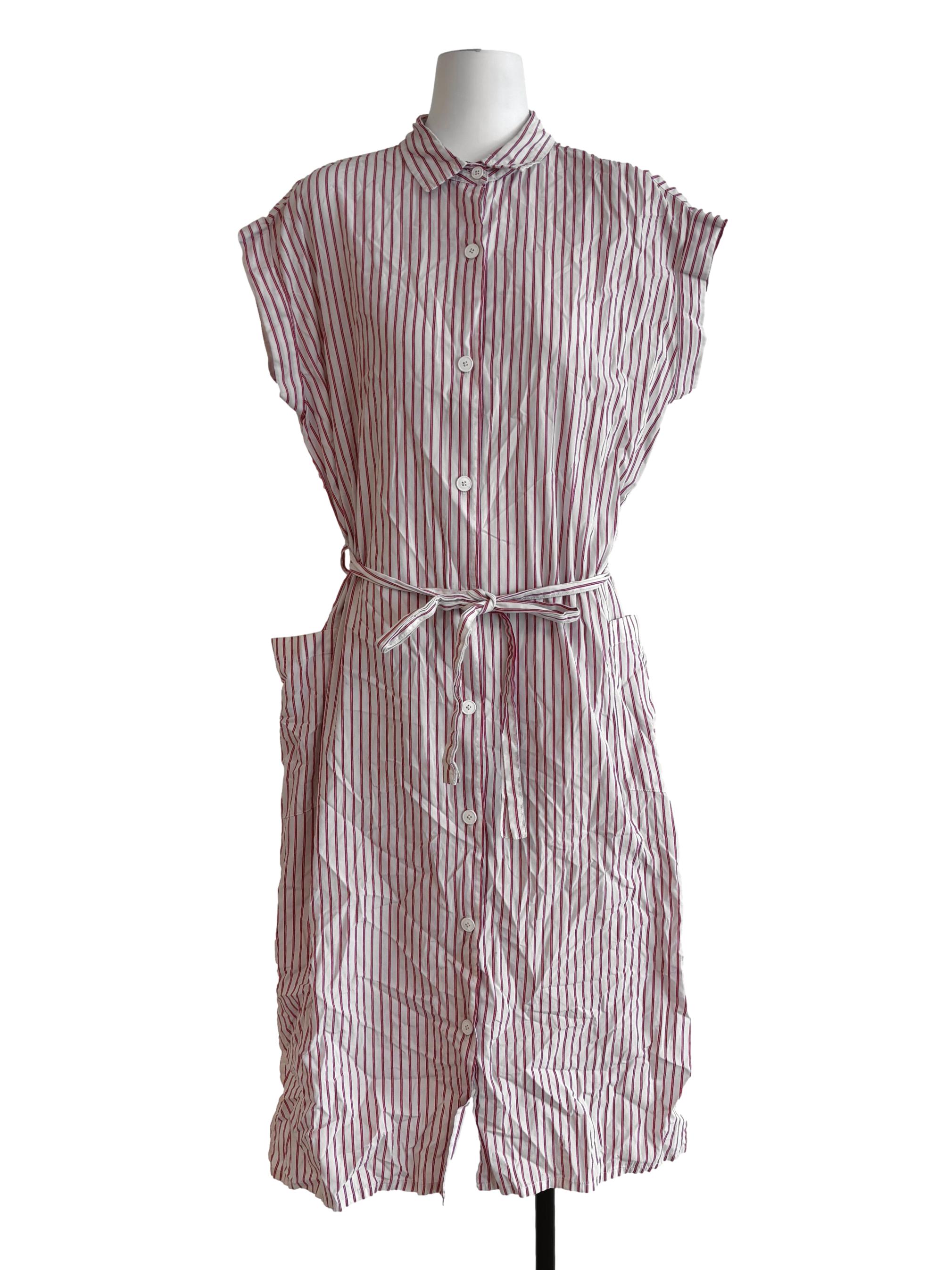 Red And White Striped Shirt Dress