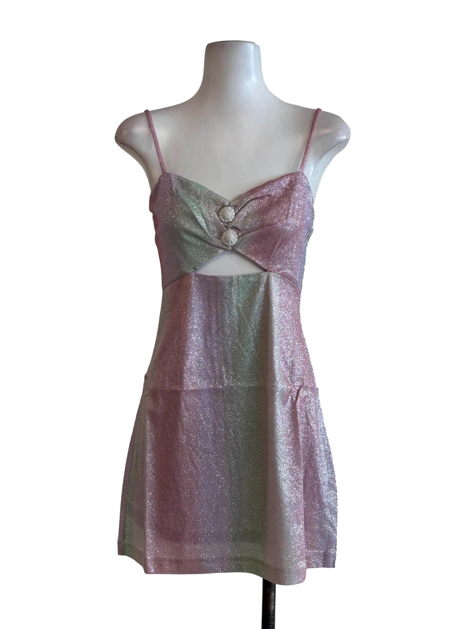 Rainbow Glittery Spaghetti Strap Dress