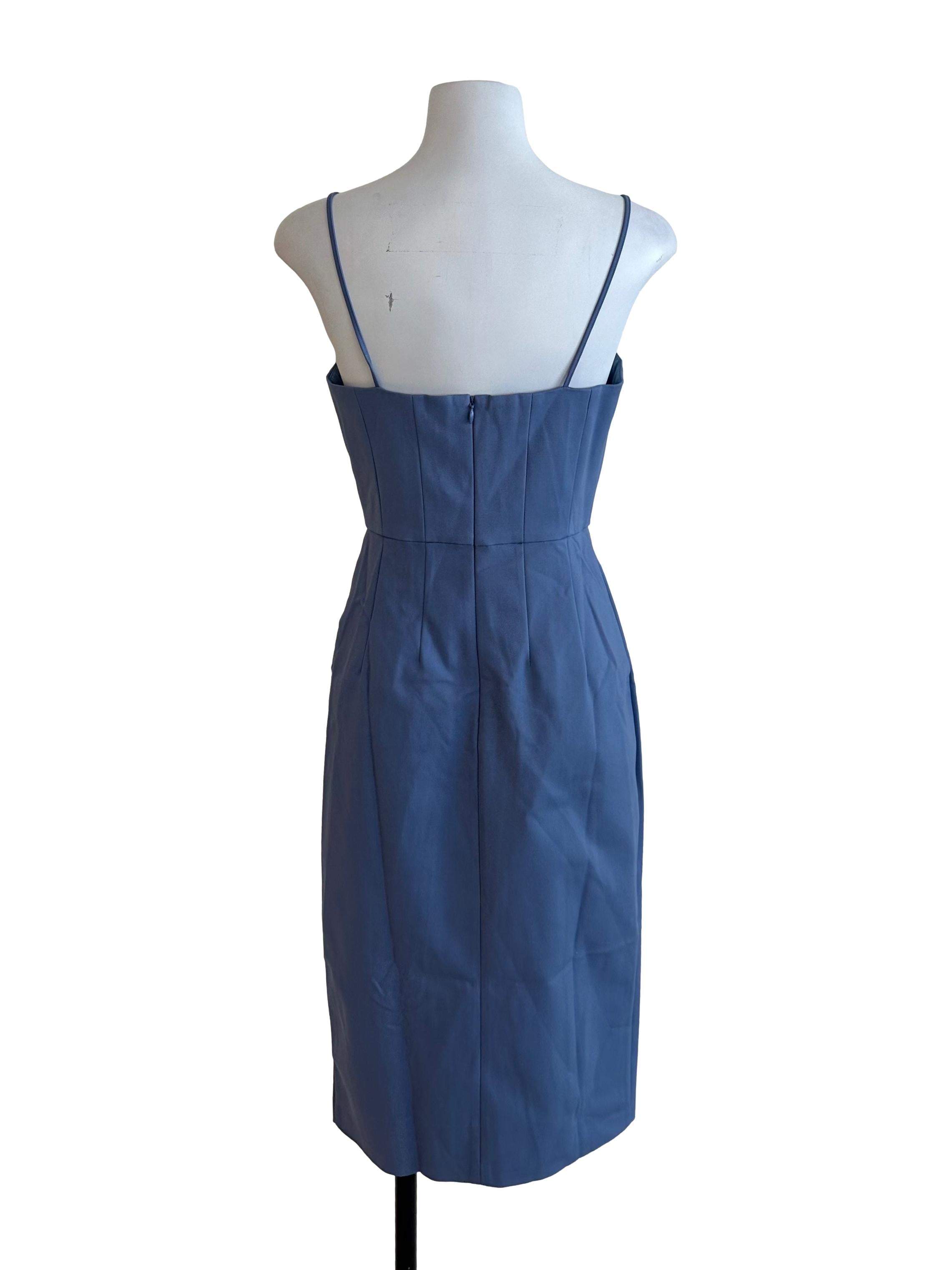 Spruce Blue Scoop Neck Panel Slit Dress