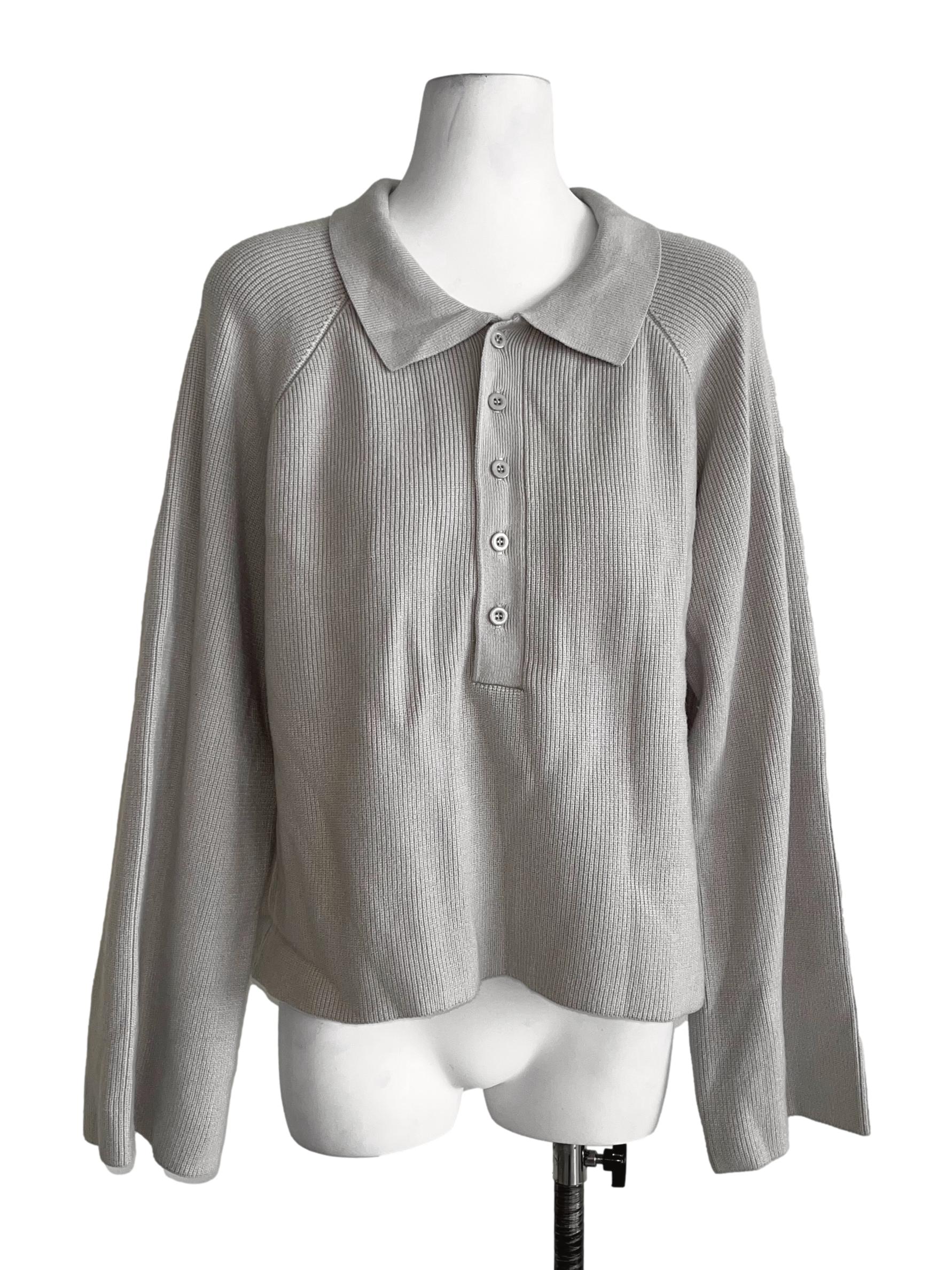 Bone Beige Ribbed Knitted Top