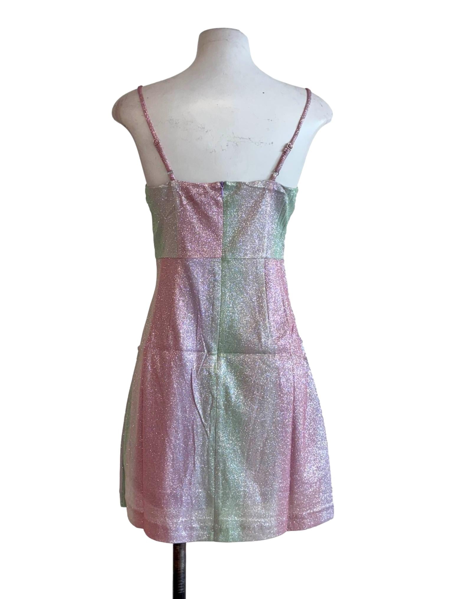 Rainbow Glittery Spaghetti Strap Dress