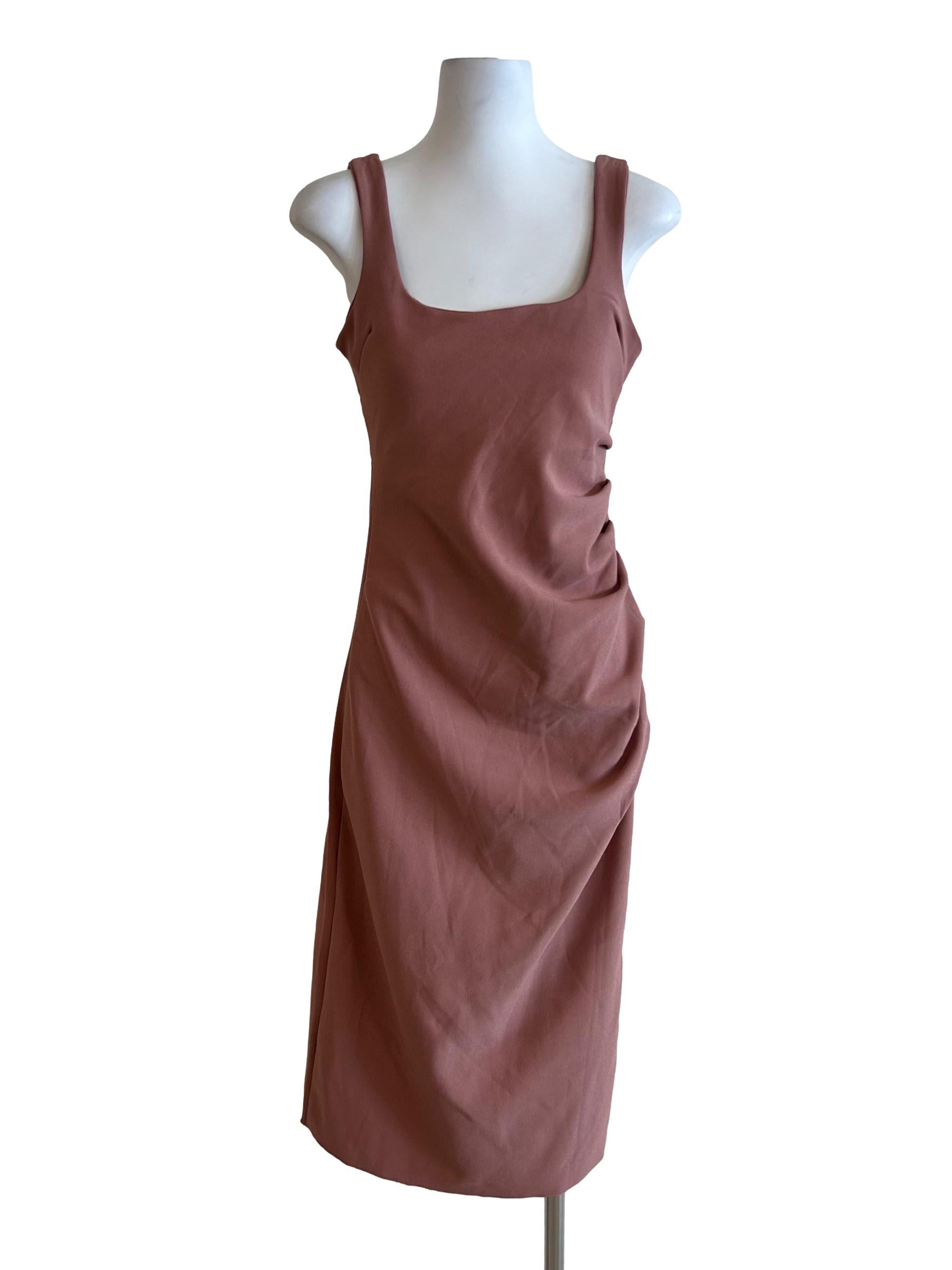 Rose Pink Scoop Back Midi Dress