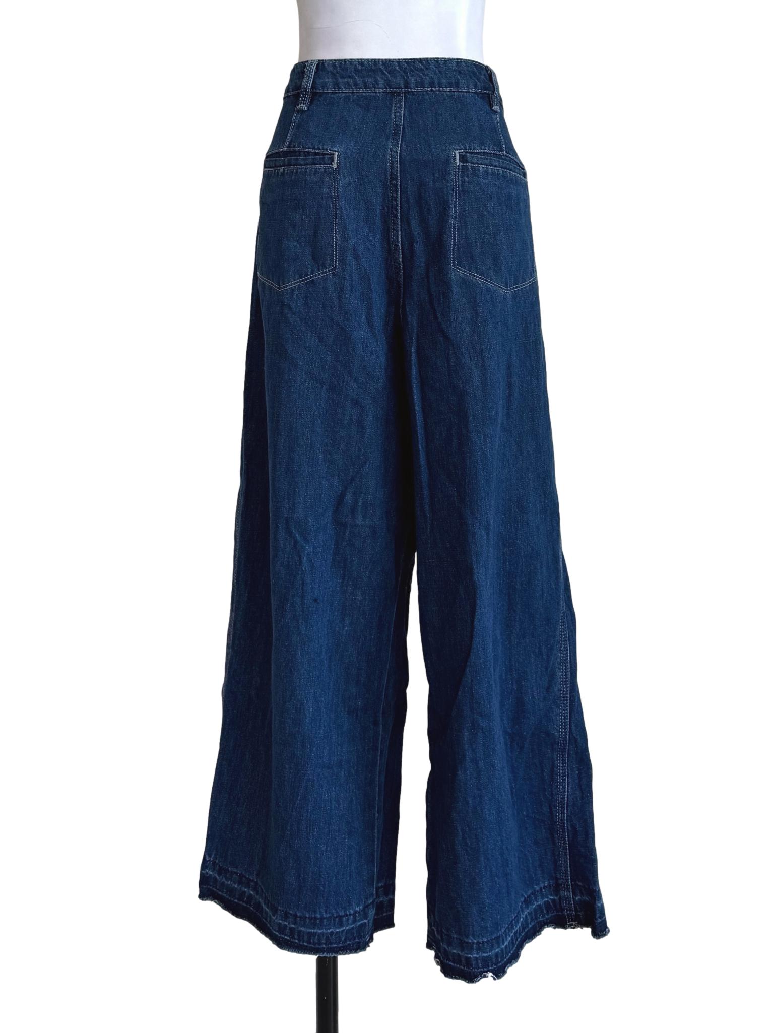 Dark Blue Denim Wide Leg Jeans LB