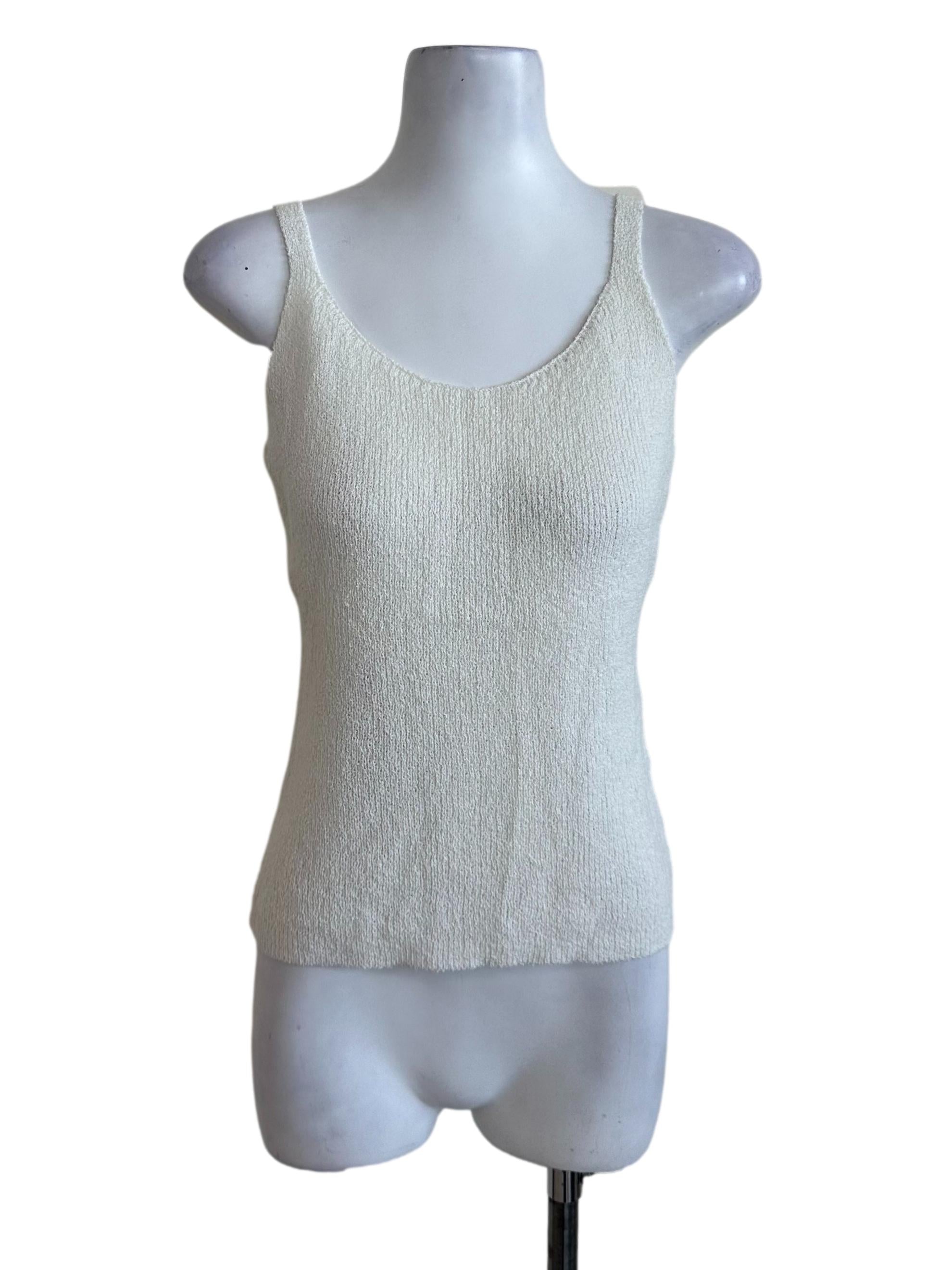 Ivory White Knit Scoop Neck Top