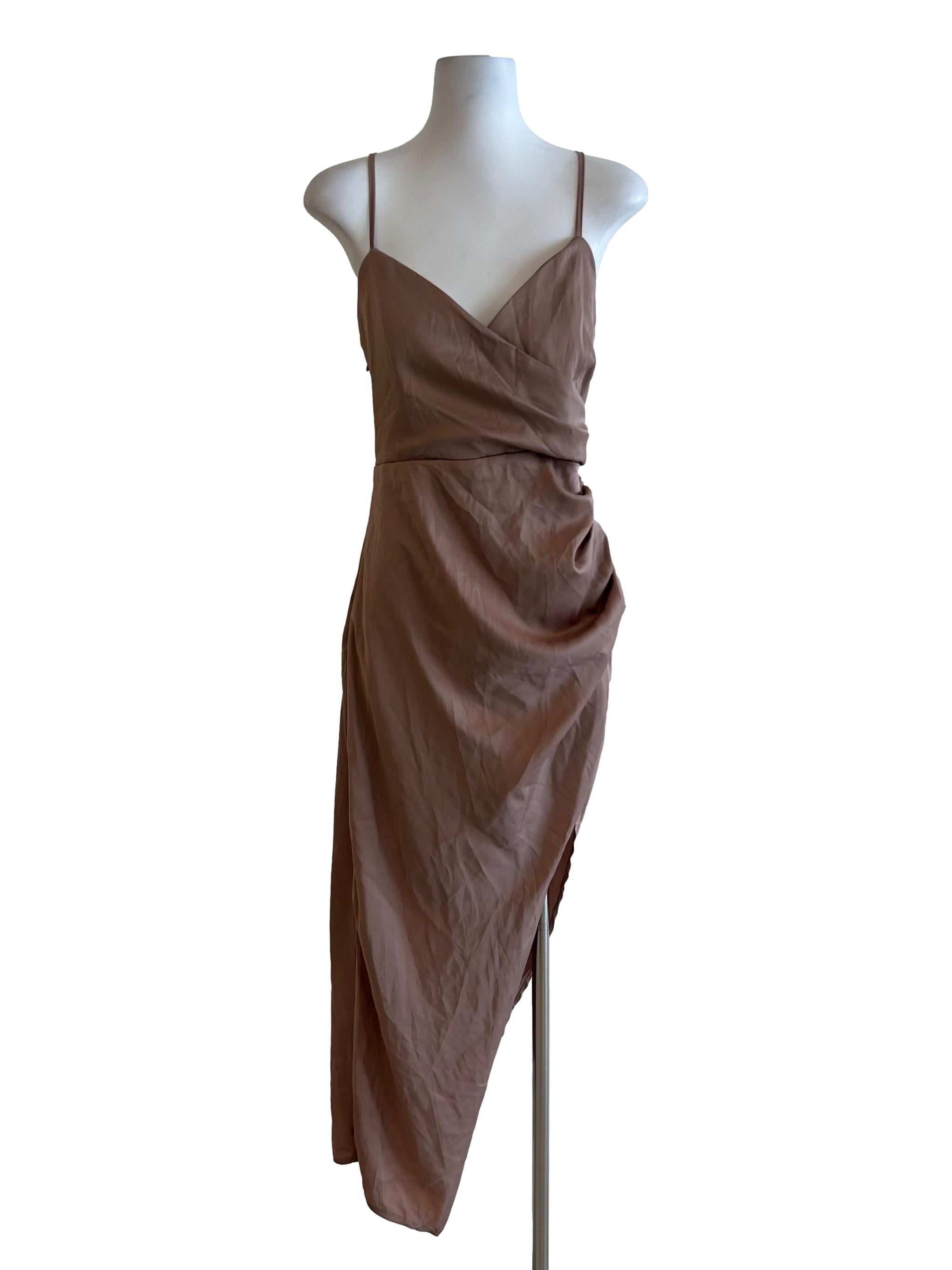 Champagne Pink Backless Slit Dress