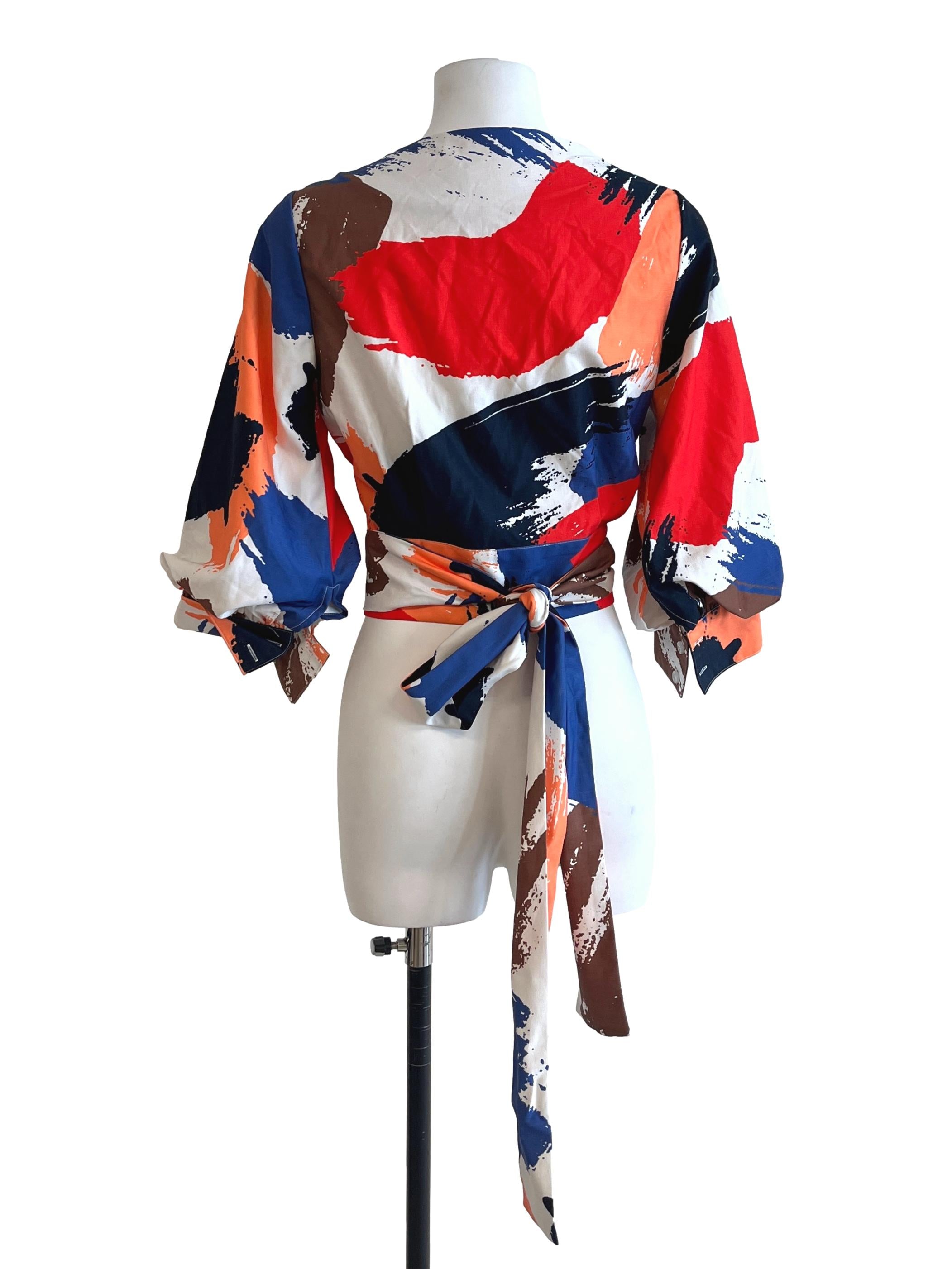 Bold Abstract Printed Wrap Top LB