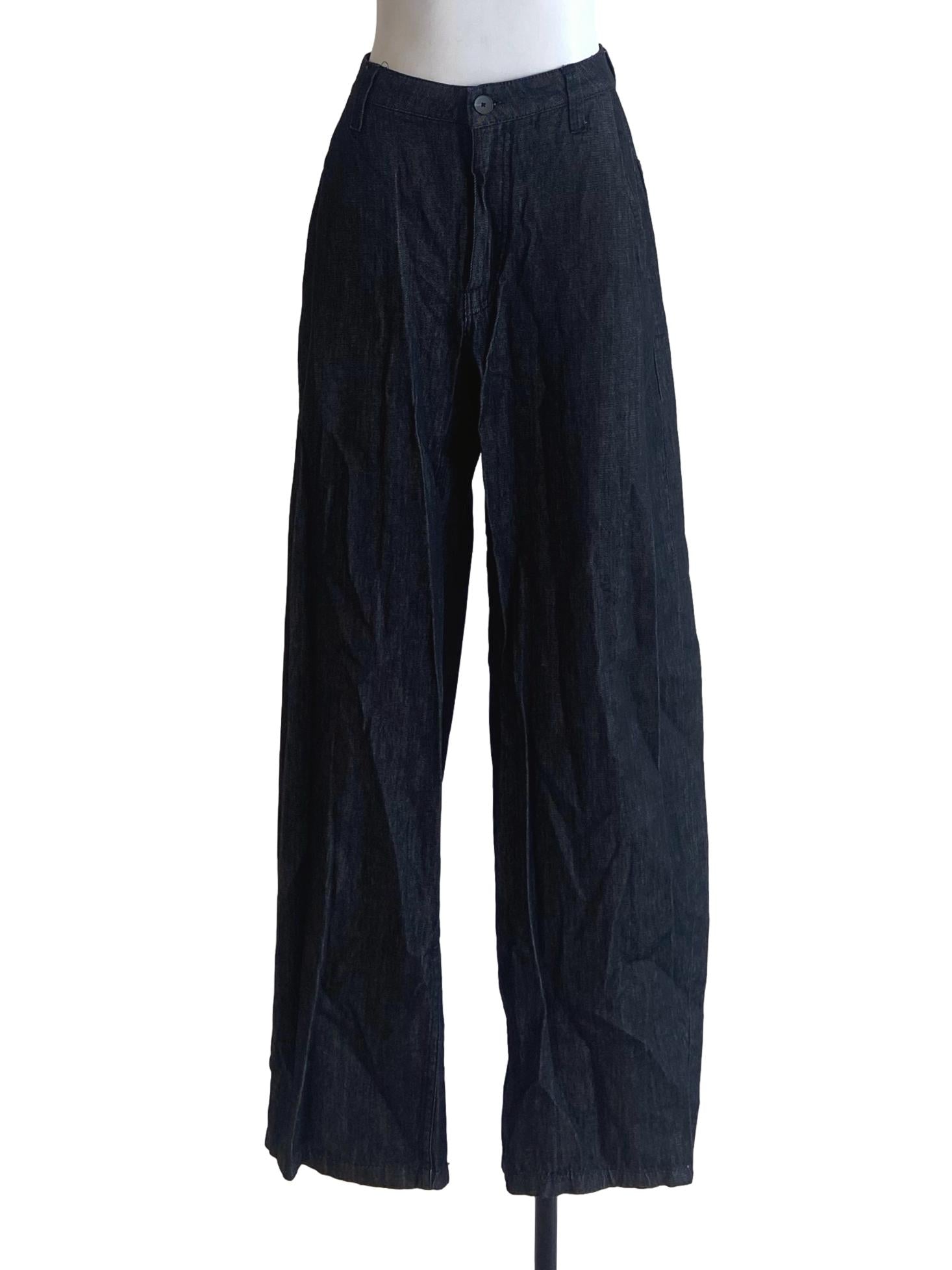 Black Herringbone Straight Jeans