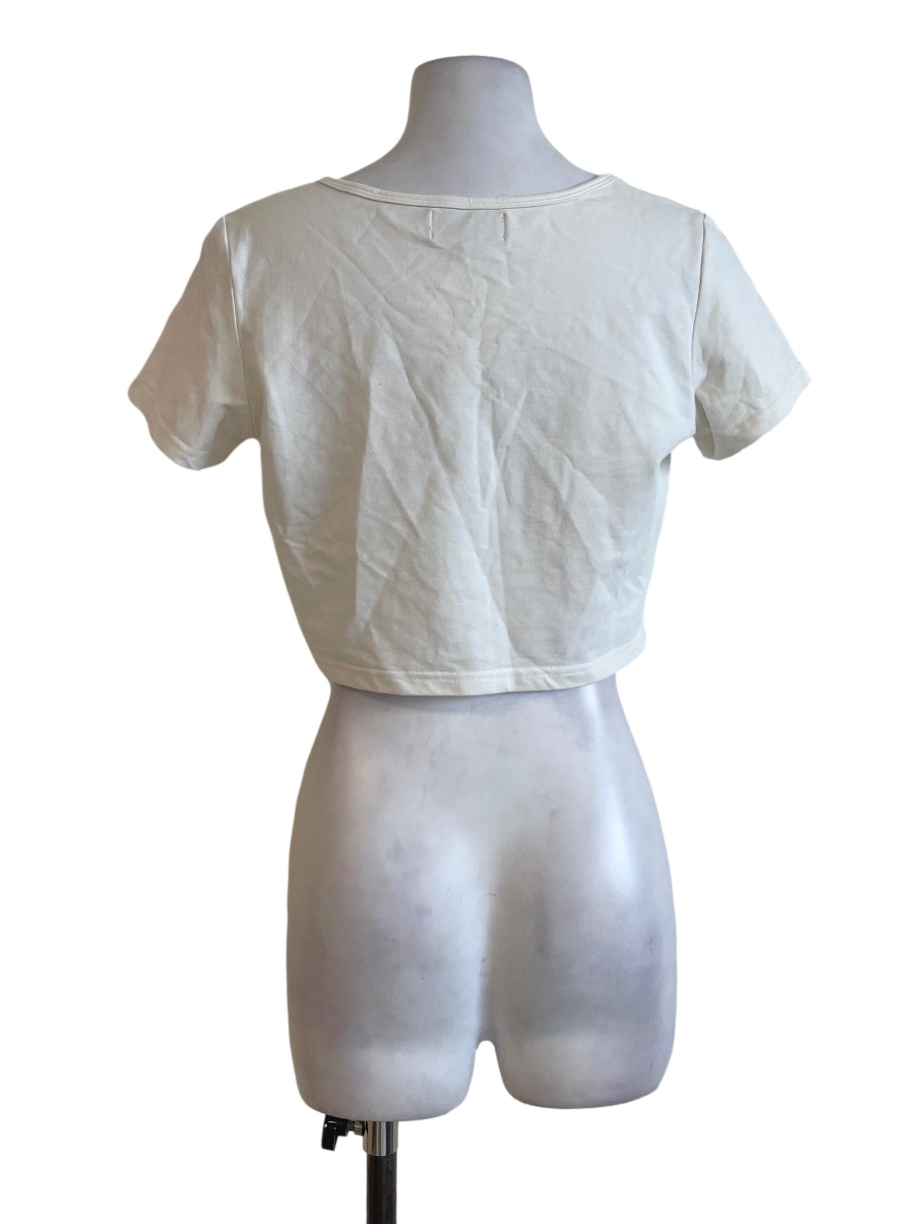 Off White Square Neck Fitted Top