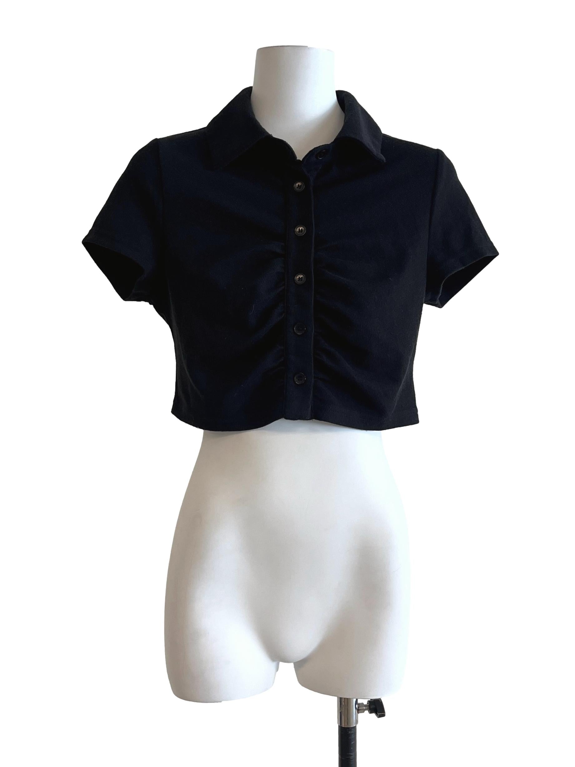 Jet Black Cropped Shirt
