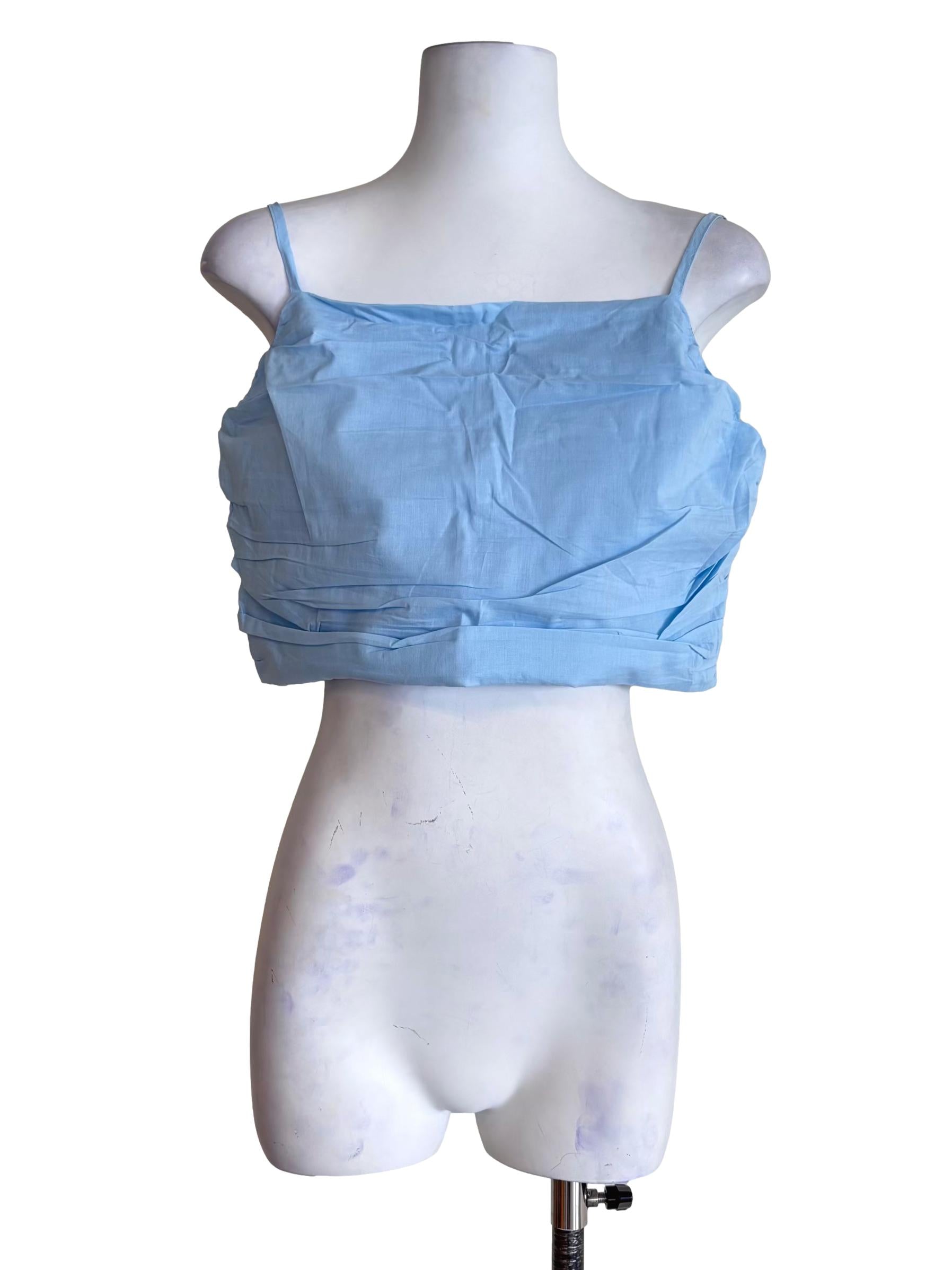 Light Blue Eryn Ruched Side Crop Top