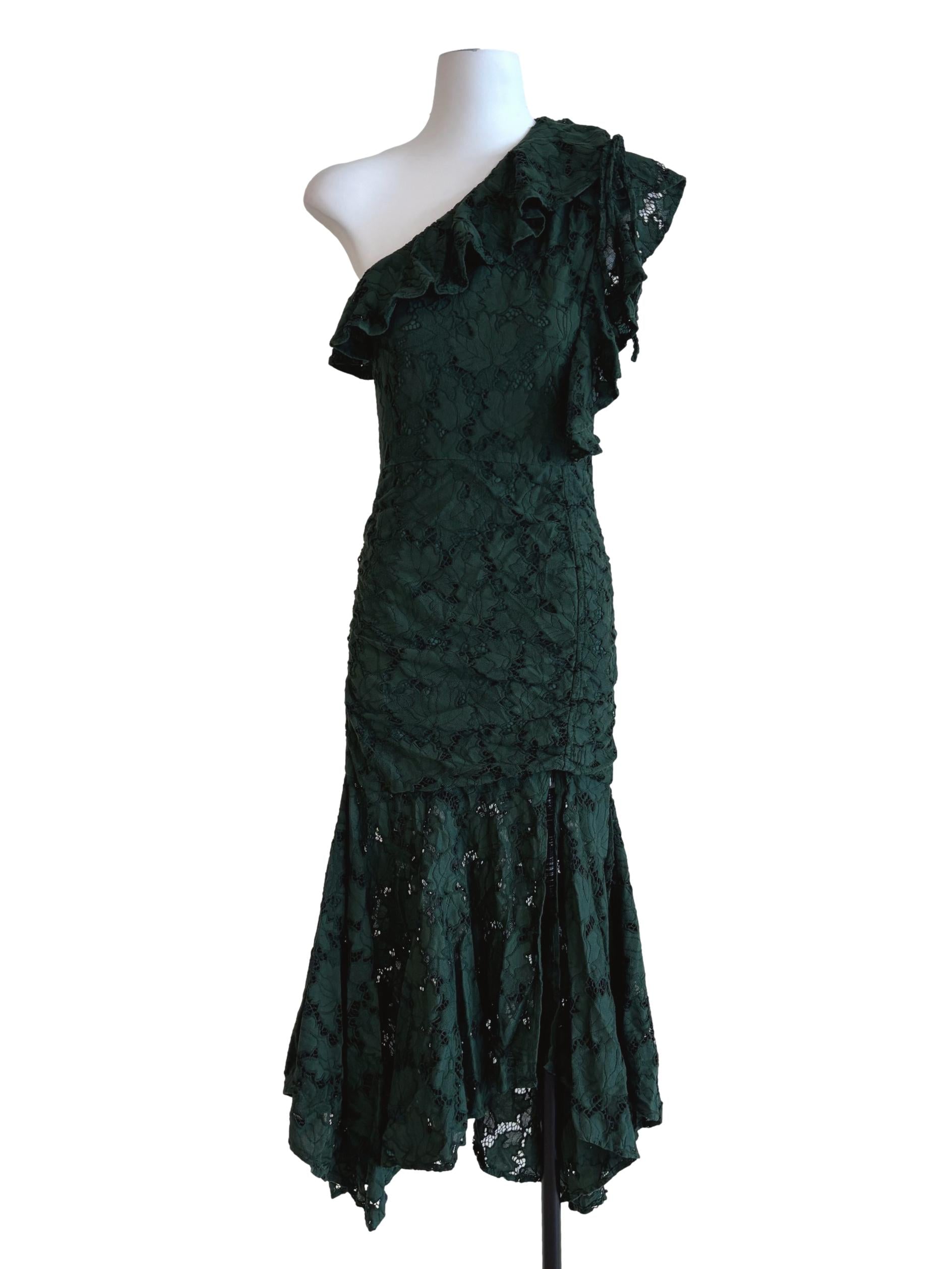 Hunter Green One Shoulder Bodycon Dress