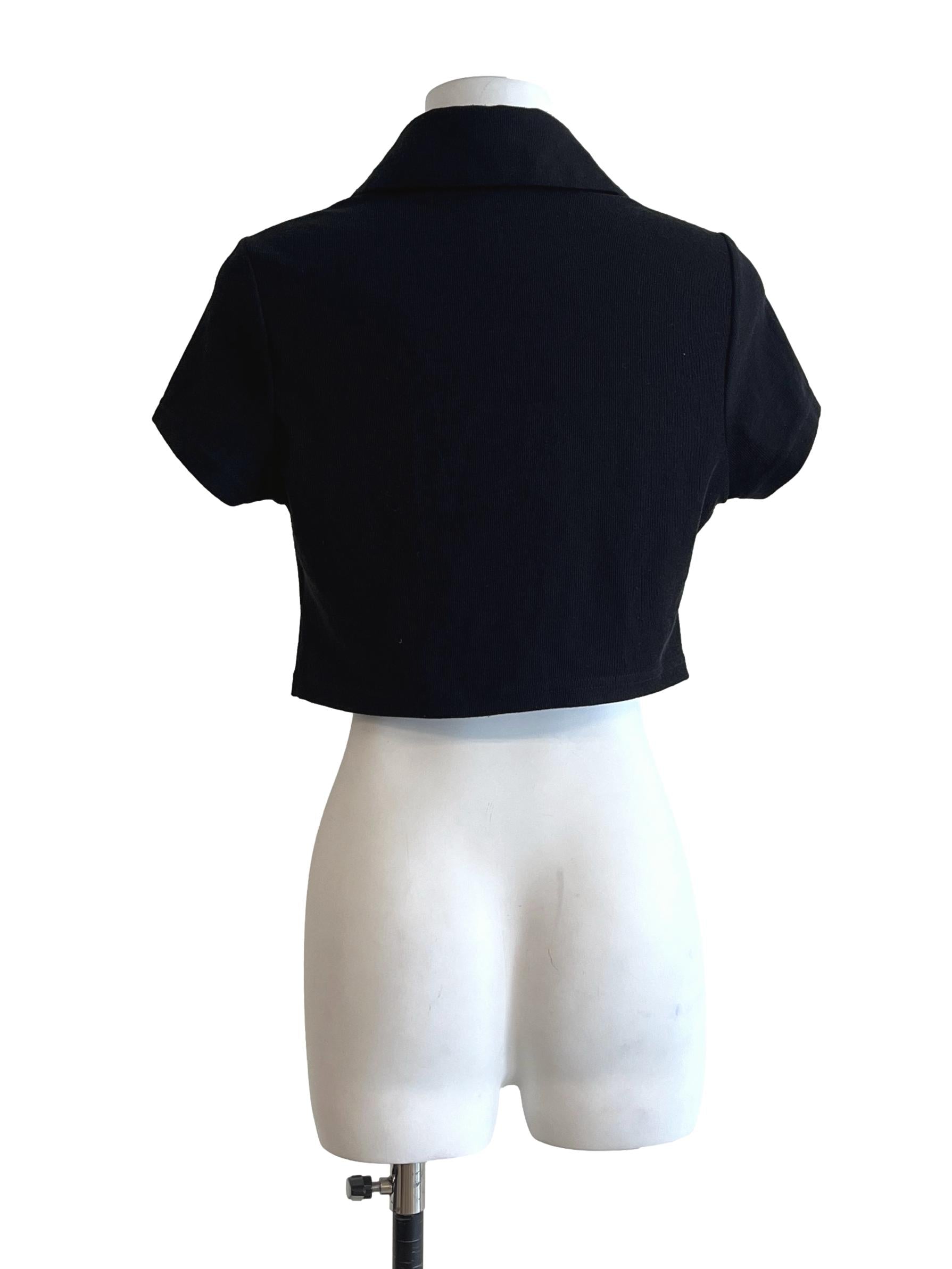 Jet Black Cropped Shirt