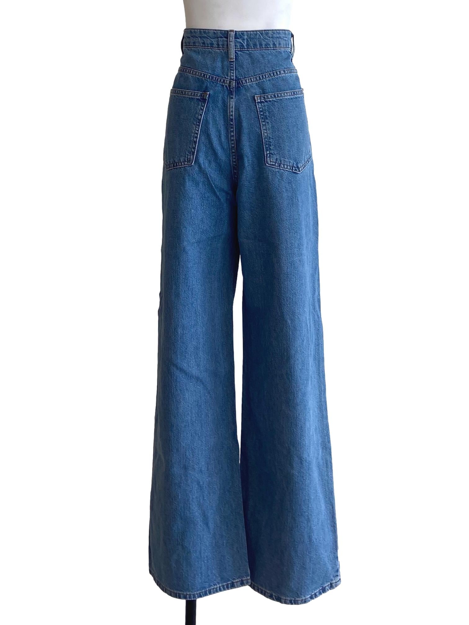 Blue Herringbone Straight Jeans