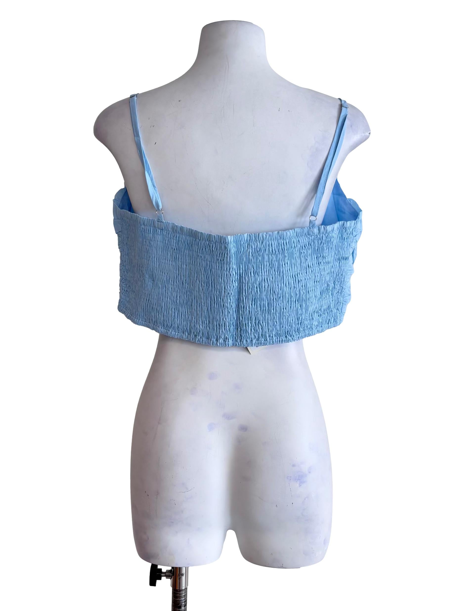 Light Blue Eryn Ruched Side Crop Top