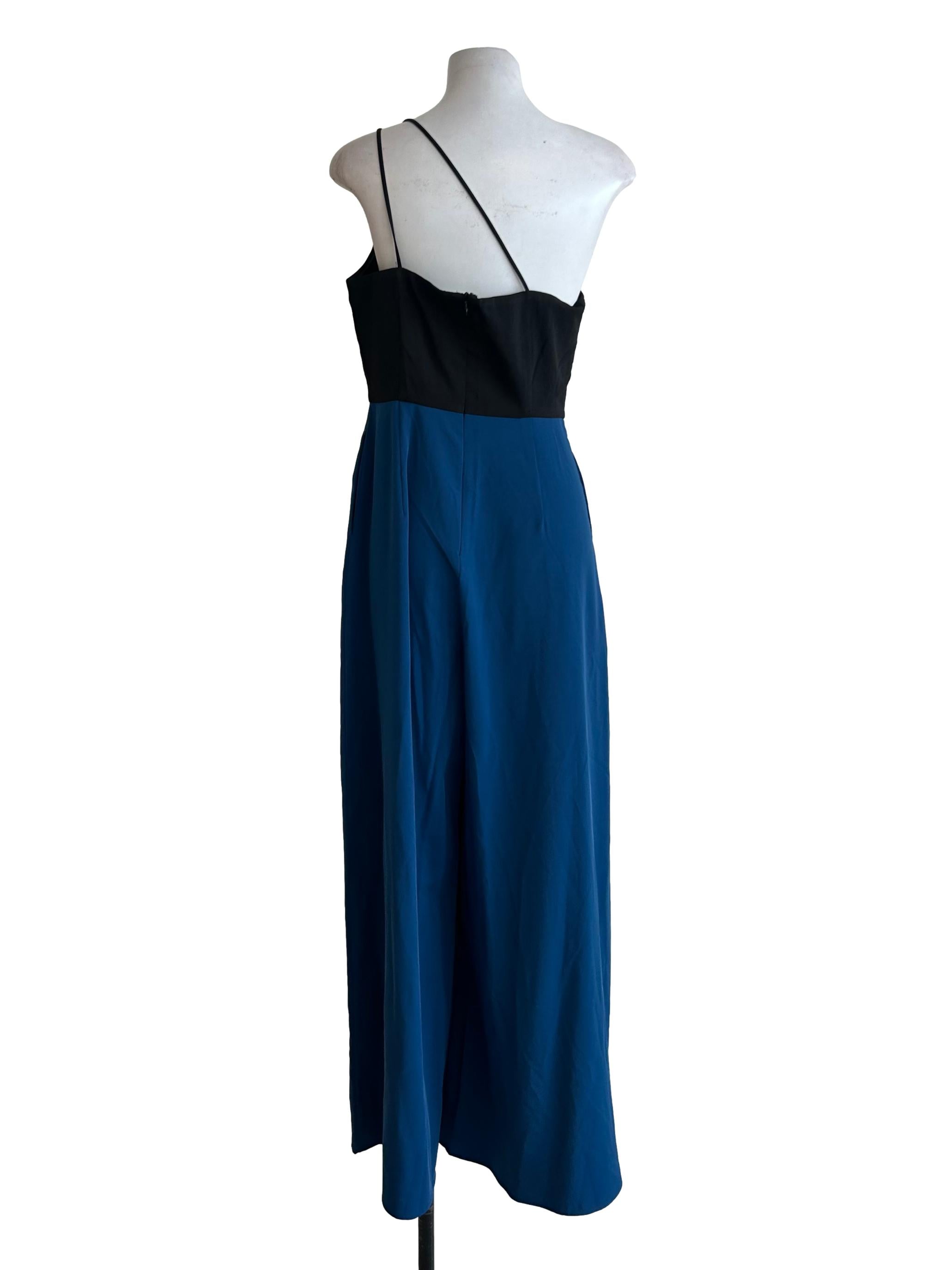 Blue And Black Asymmetric Neckline Jumpsuit LB