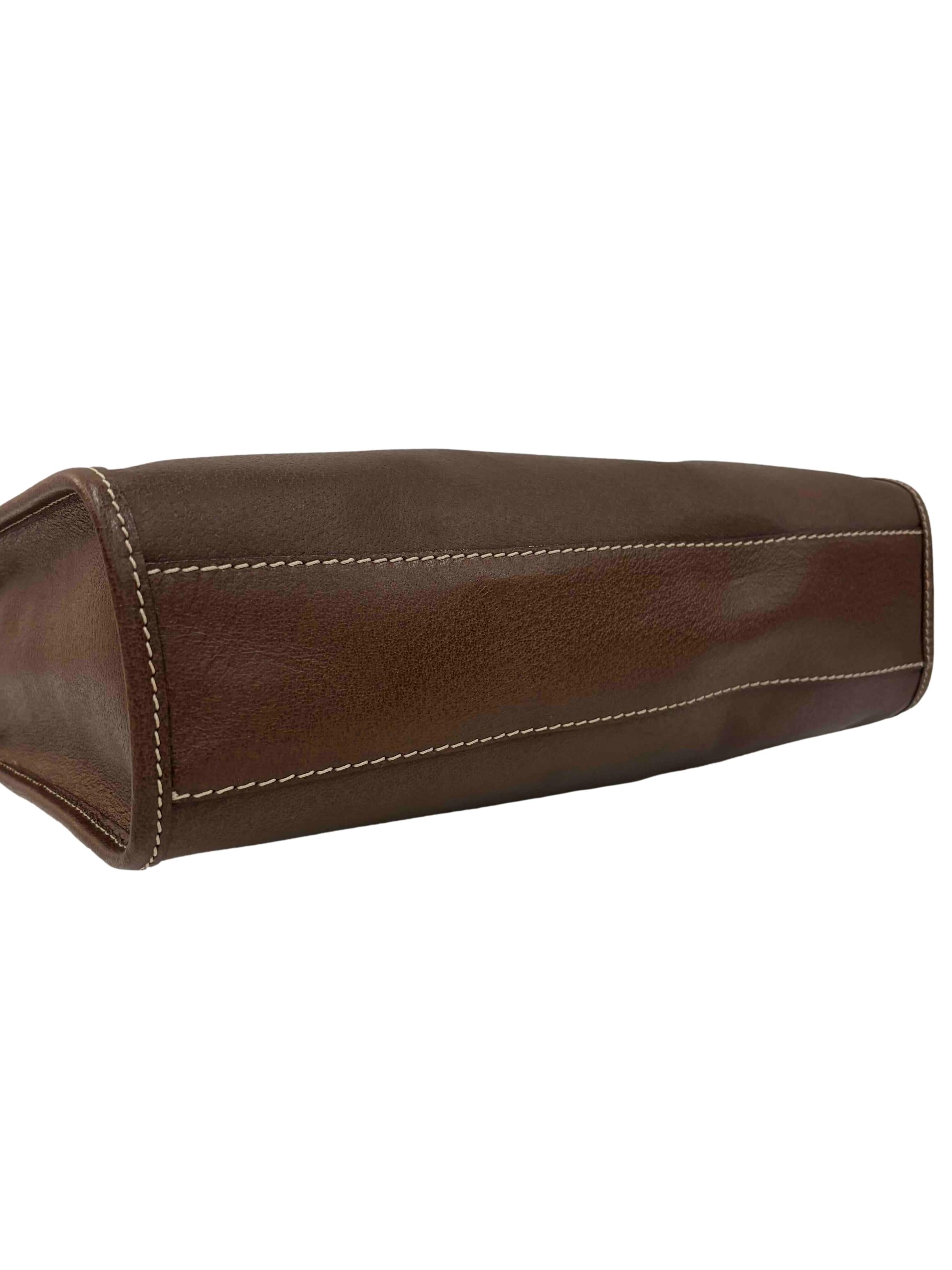 Brown Leather Wellesley Quinn Tote Bag